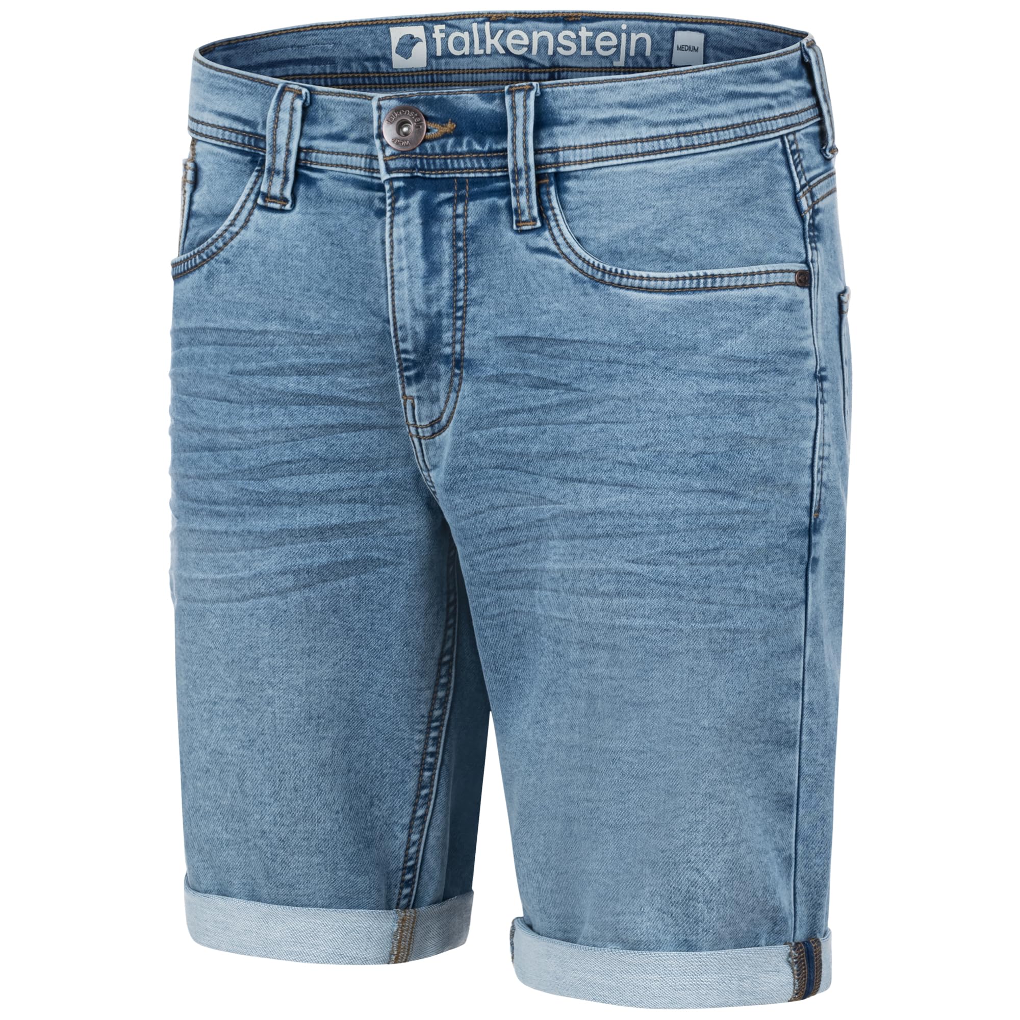Mads Klassische Herren Jeansshorts - Comfort Fit mit Rollkanten Denim Casual Jeans Shorts