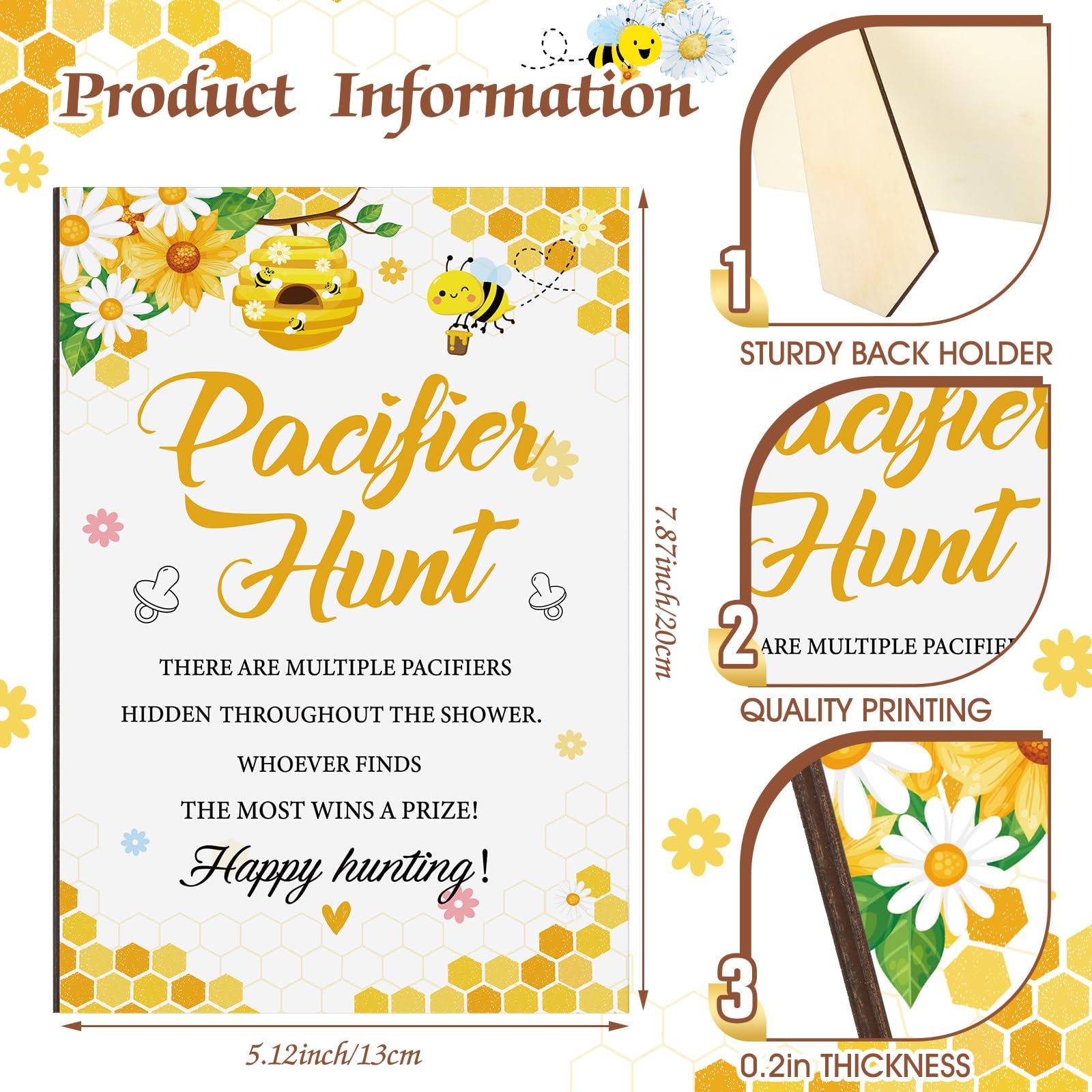 Thyle 51 juegos de caza de chupetes para baby shower, incluye letrero de caza de chupetes y 50 chupetes acrílicos para decoración de juegos de baby shower, juegos de regalo, decoración de fiesta de