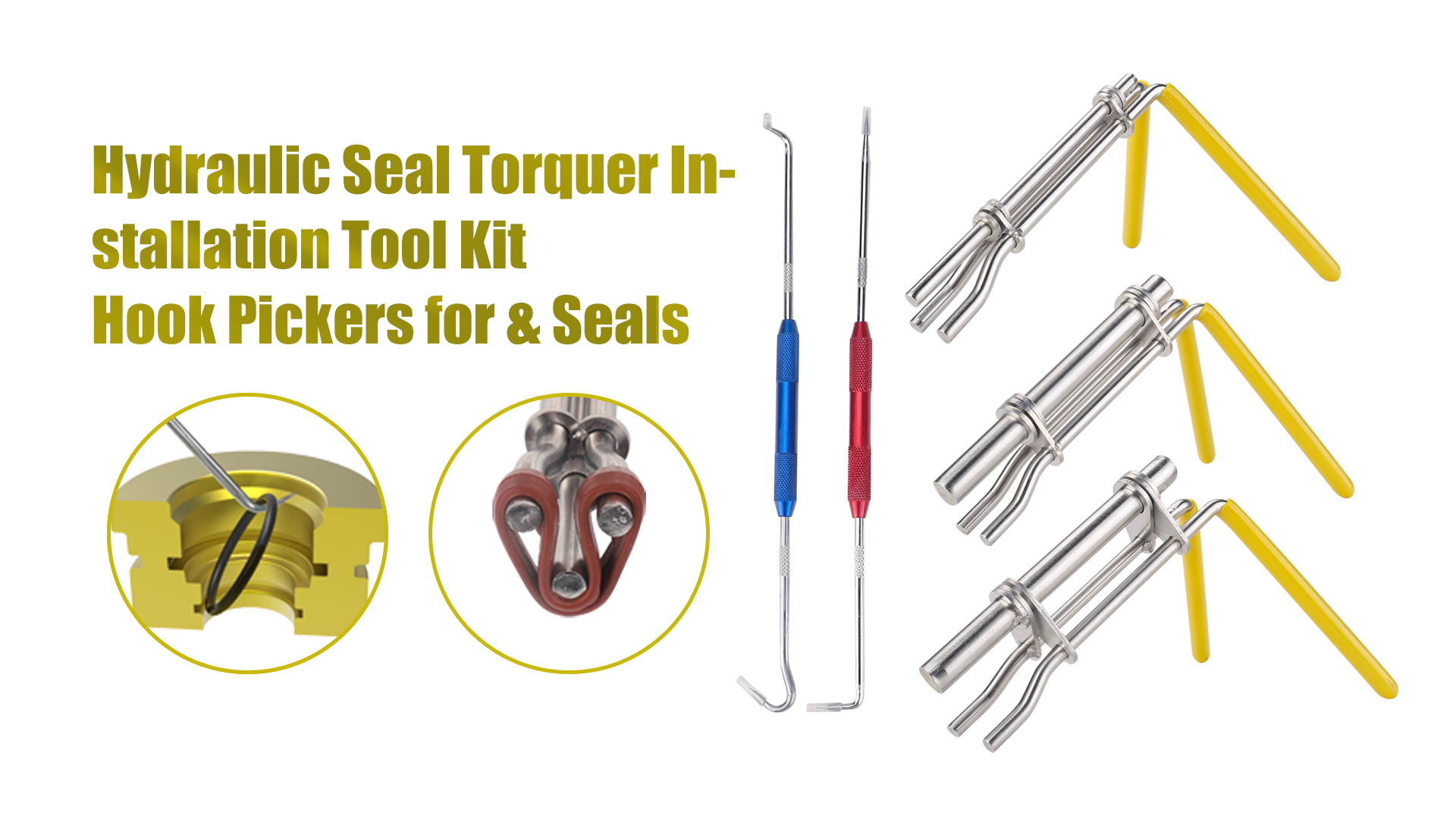 Tanstic 3-Piece Hydraulic Seal Installation Tool Kit – S/M/L Sizes For Piston Rod Seals, O-Rings & Cylinder Repairs (Stainless Steel)
