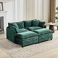 Vista 70 de Modernos y acogedores sofás seccionales para sala de estar, cómodos sofás seccionales verdes, sofá para sala de estar, sofás y sofás (negro, otomano)