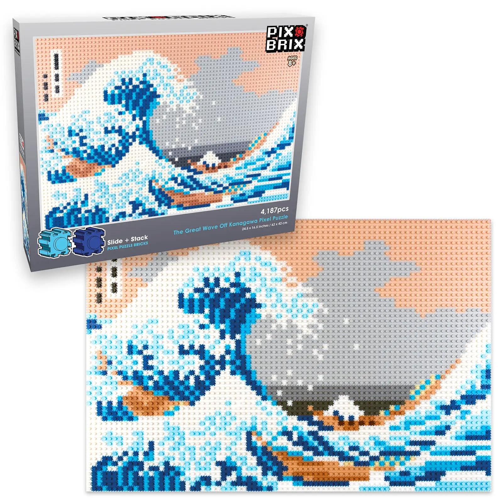 Amazon.com: Pix Brix Pixel Art Puzzle Bricks - The Great Wave Off