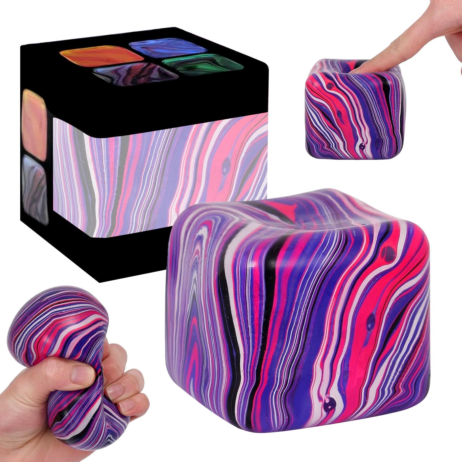 Squishy Cube, Squishy Stress Würfel, Eiswürfel Sensorik Stressball, Eiswürfel-Fidget-Toy, Ice Cube Squishy, Fidget Cube Stressball, Squishy Fidget Toys, für Erwachsene Angstlinderung