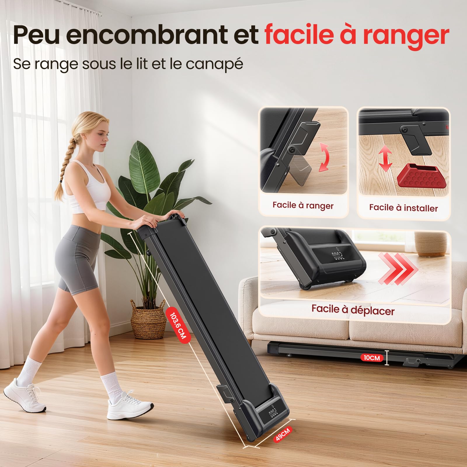 Tapis de Course et Marche 3 en 1 avec Pente 7% – Tapis Roulant Silencieux, 8 km/h, 2,5 CV, Amorti Confortable, Charge 130 kg, Écran LCD – Maison & Bureau