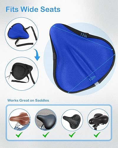 Miniatura 16 de Cojín de asiento de bicicleta, funda de gel para asiento de bicicleta, cojín de asiento de bicicleta para mujeres y hombres, compatible con Negro