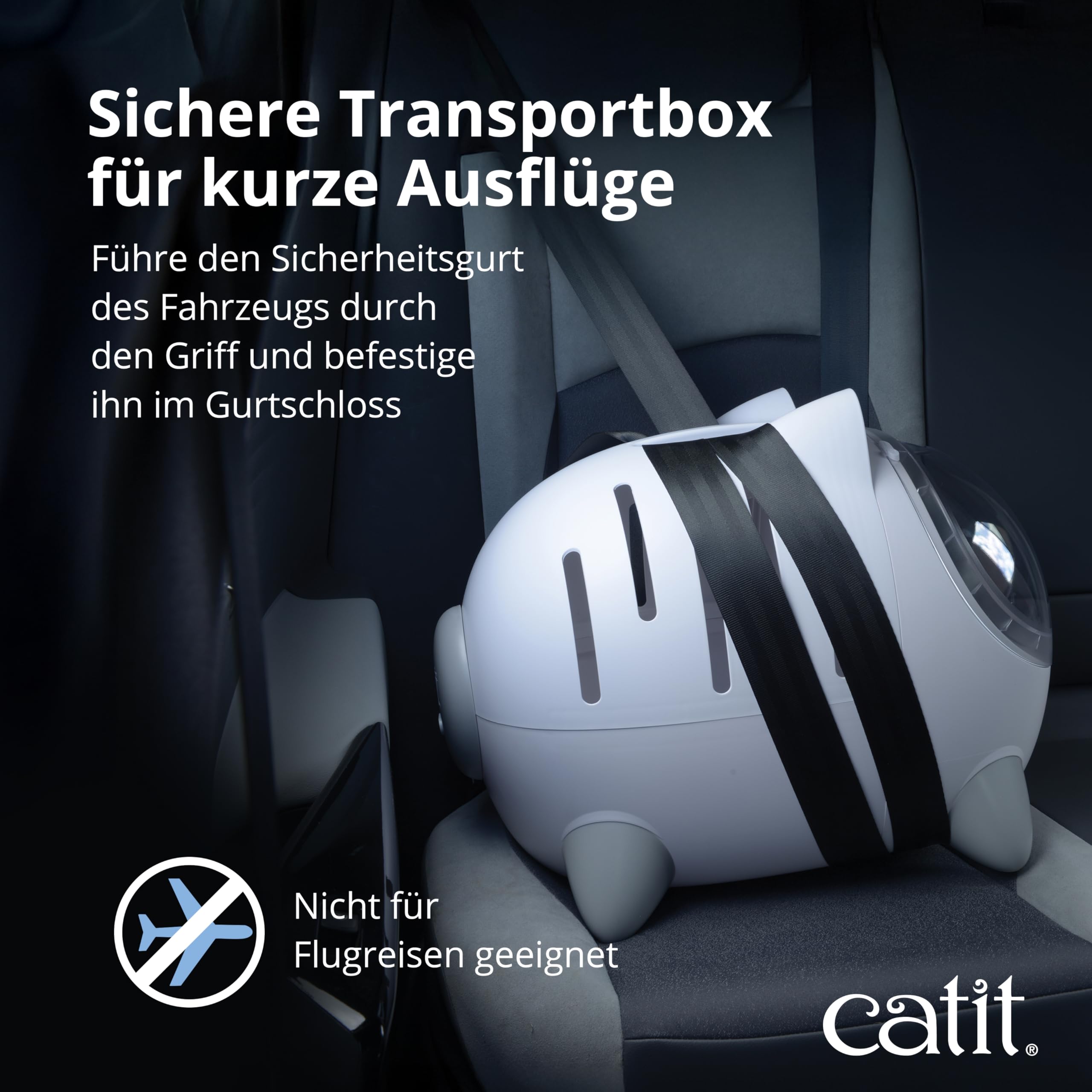 Catit PIXI MIO Katzentransportbox & Katzenbett 2-in-1, stressarme Transportlösung für Katzen bis 6 kg, grau
