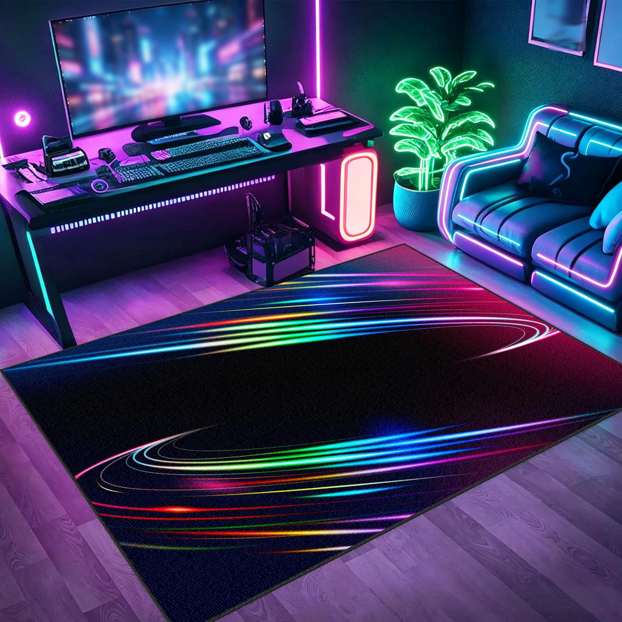 Tapis chambre gaming 200x220cm antidérapant pour zone de jeu