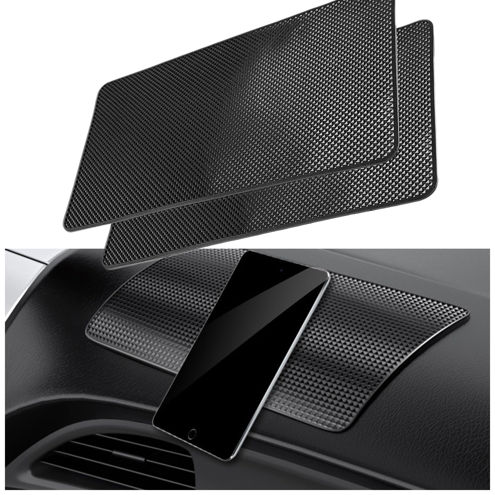 SANTUO 3Pcs Large Sticky Mat for Car Dashboard, 27x15cm Anti Slip Adhesive Pad, Non Slip Gel Grip Mat for Phone Glasses Keys Washable Dashboard Mats for Car Interior