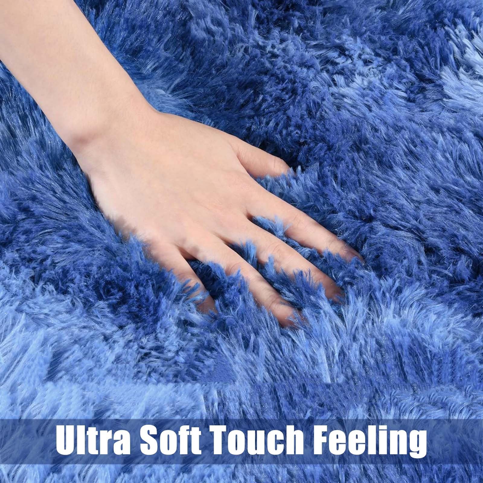 Tappeto Salotto 110 x 180 cm Morbido, Antiscivolo, Soffice, Moderno, Caldo e Traspirante Moquette Peloso Camera da Letto Caldo e Traspirante per Salotto da Letto, Divano, Blu