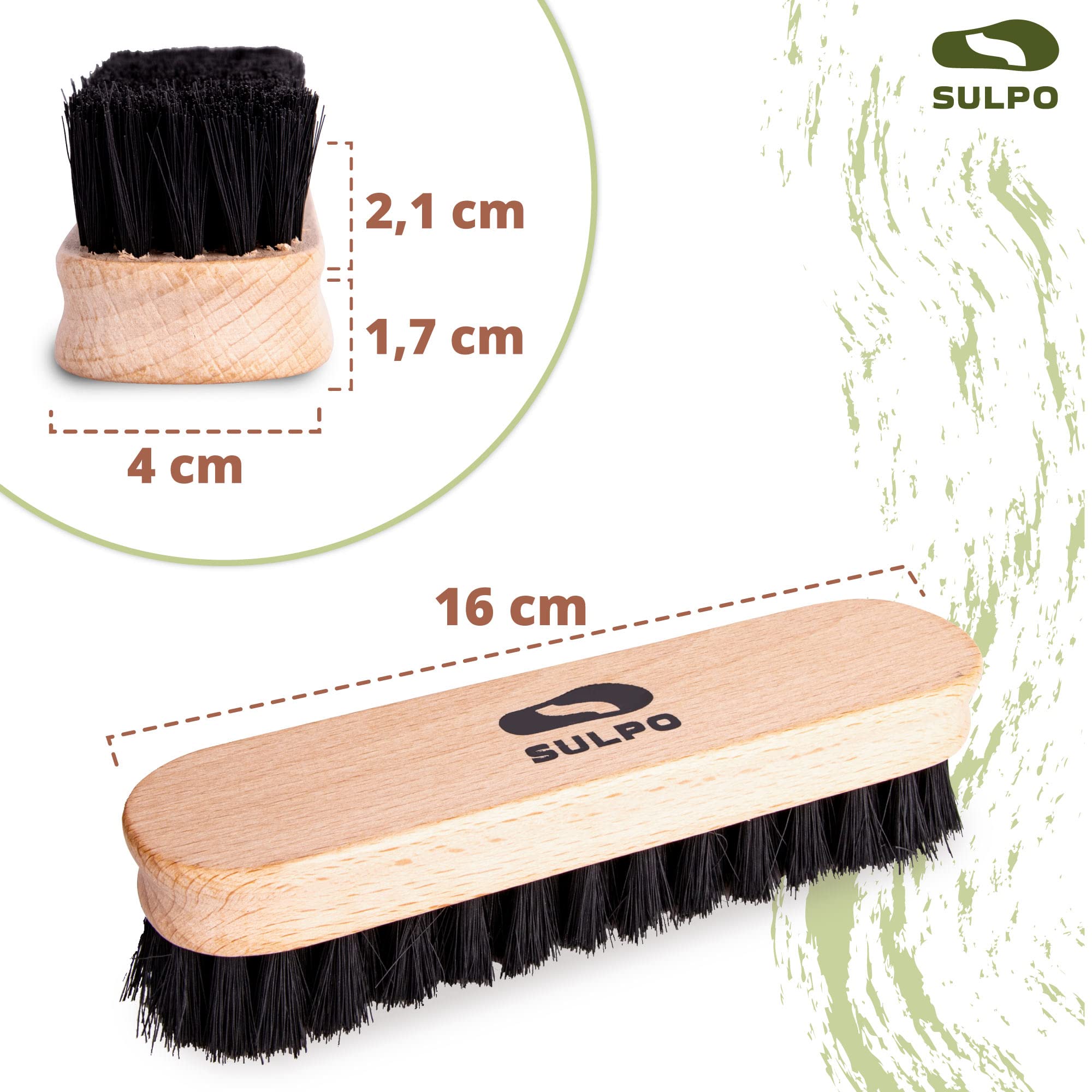 SULPO Cepillo para Limpieza - Juego de Cepillos de cerdas Suaves - Cepillo pulidor - Juego de cepillos para Zapatos Abrigos Sofá Zapatillas de casa 2 Piezas - Color Negro