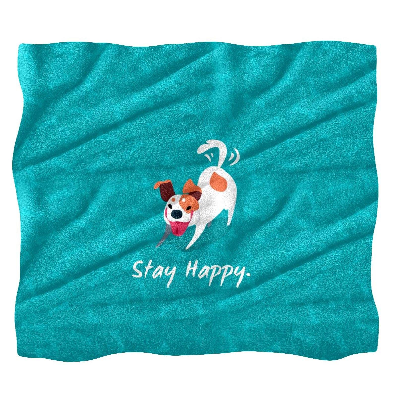 Couverture polaire douce Stay Happy jeté de canapé et lit plaid chaud pour la maison