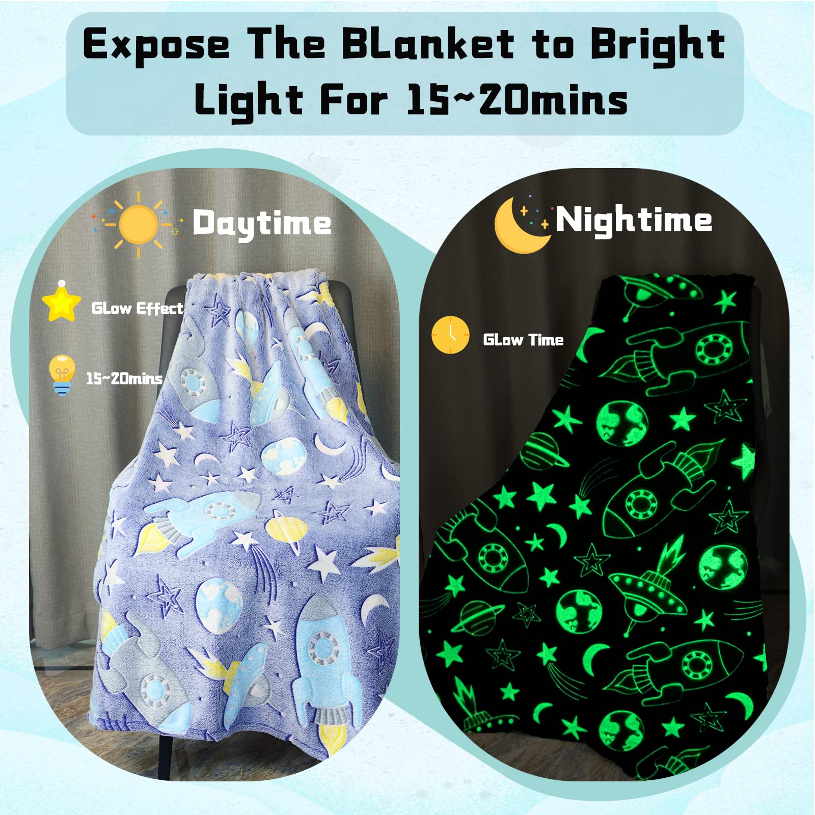 AVJWWD Glow in The Dark Throw Blanket - Image 2