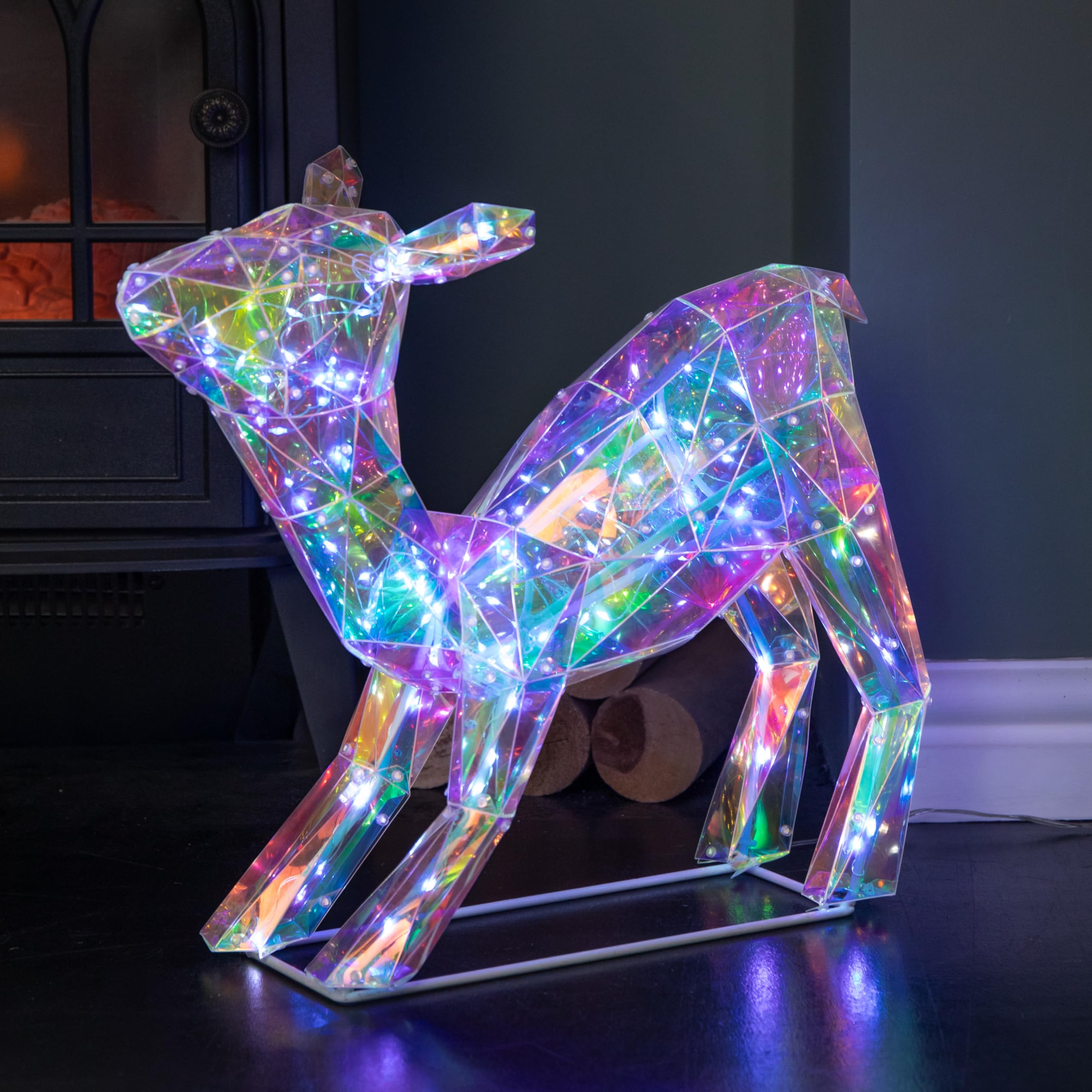 Samuel ALEXANDER 40cm Light up Standing Iridescent DreamLights Christmas Fawn with 100 White LEDs