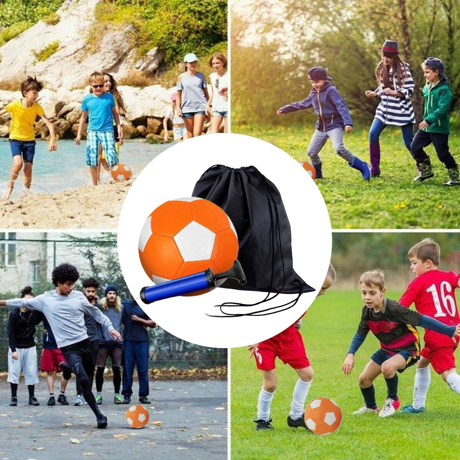 Ballon De Football Courbe Fonyiunce – En EVA 20 Cm, Orange/blanc, Léger, Idéal Pour Enfants 5-15 Ans