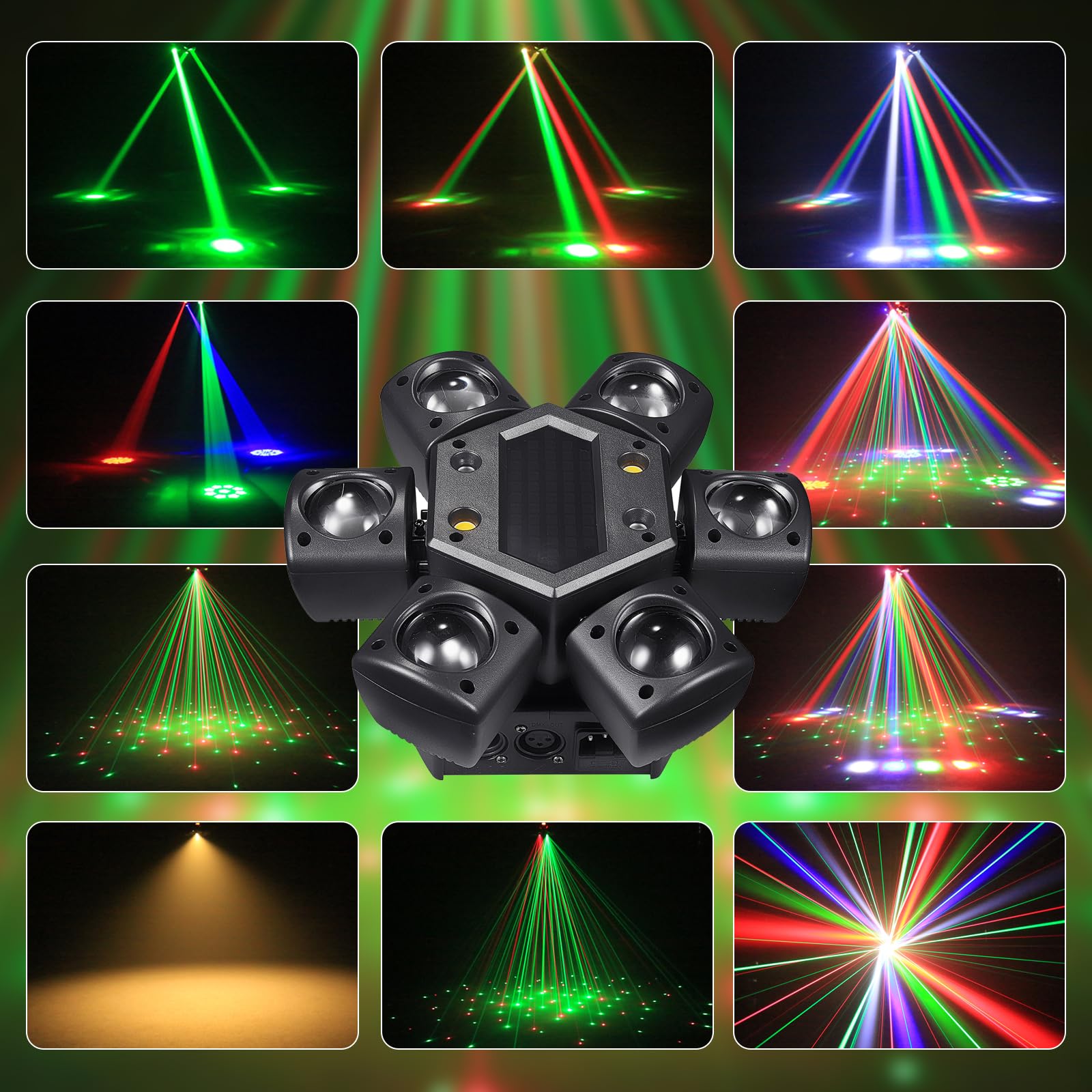 Moving Head Discolicht Partylicht, DMX 512 Effektstrahler,XJG06 LED RGB Licht DJ Projektor Musikgesteuert DJ Disco Lichter, Für KTV Familientreffen Hochzeit Geburtstag Halloween
