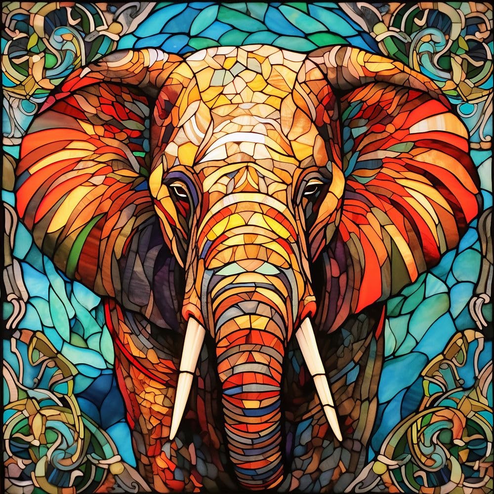 Moohue 14CT Cross Stitch Kits Stamped for Adults Animals Elephants Pre Printed Cross Stitch Kits for Beginners (14CT Stamped Cross Stitch kit, A Gentle Elephant)