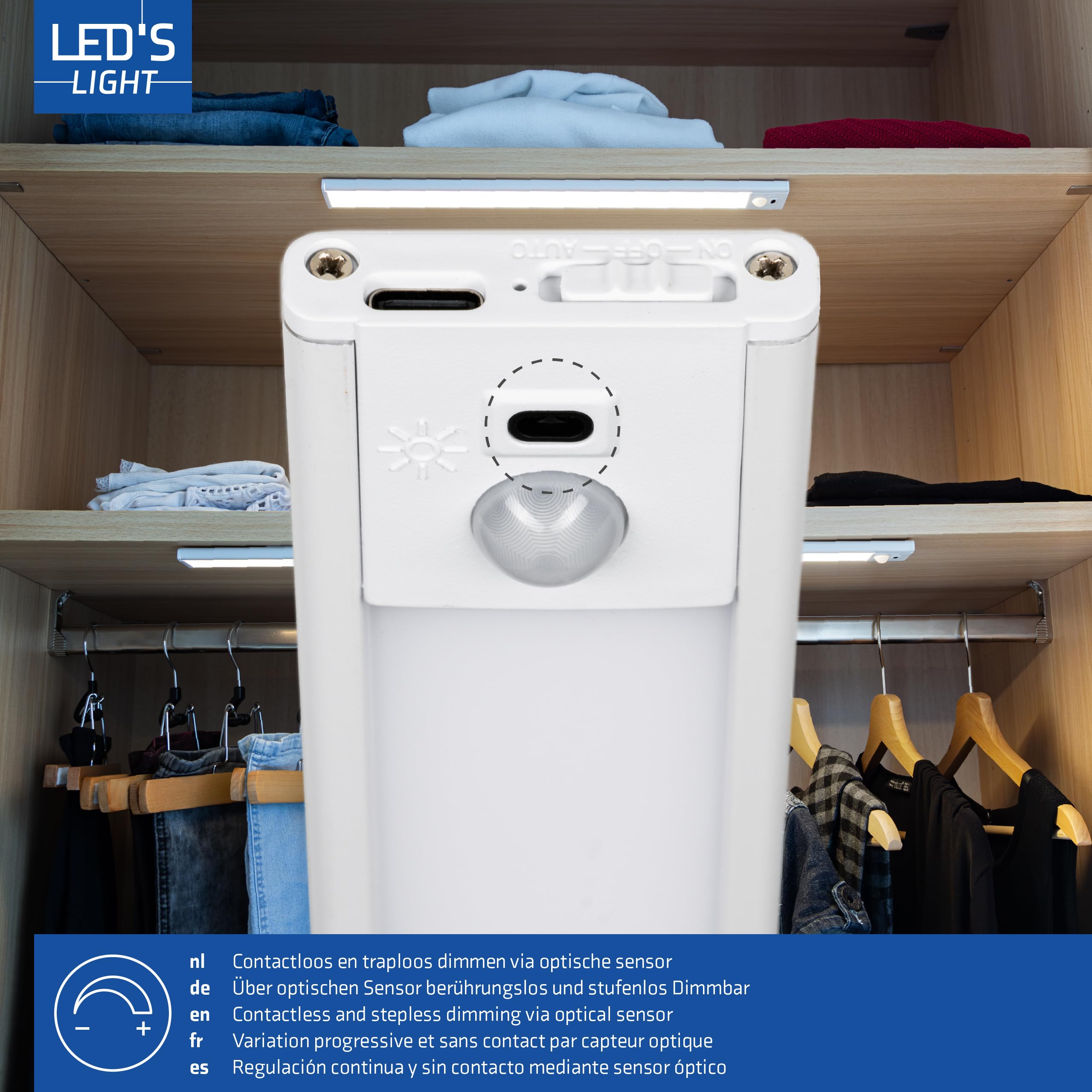 LED's light Unterbauleuchte 80cm Schrankleuchte 4W mit Bewegungssensor Winksensor Akku USB-C dimmbar CCT warmweiß neutralweiß kaltweiß Magnethalter - 2 Stück