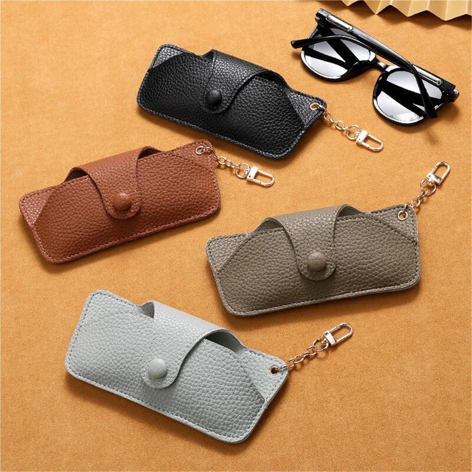 Sonnenbrillen etui Tragbare Handgefertigte Retro-Brillentasche Aus PU-Leder Mit Trageband Und Einfacher Aufbewahrungsbox für Stilvoll Tragbar