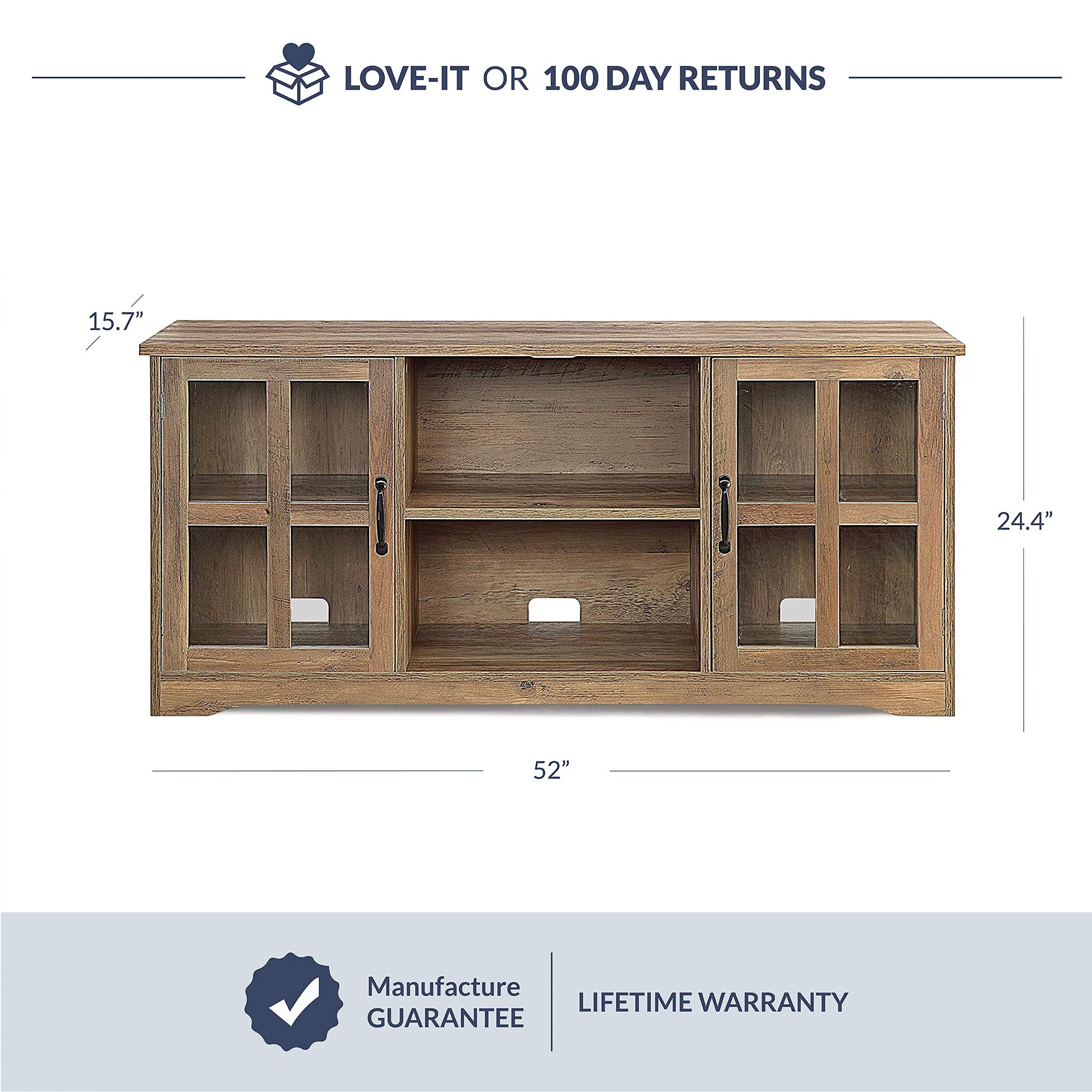 BELLEZE Modern 52 Inch Traditional TV Stand & Media Entertainment