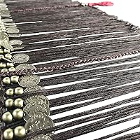 Vista 4 de Bufanda de cadera para danza del vientre, monedas tribales con forma de onda, falda de cadera, cinturón de baile del vientre, borla con flecos