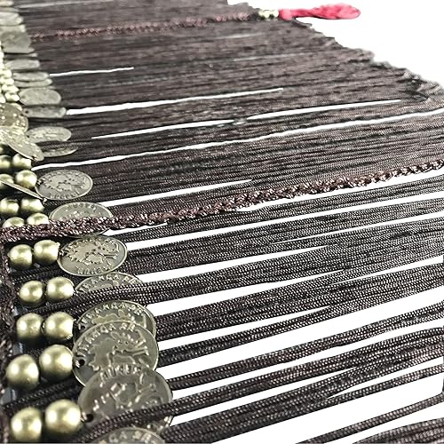 Miniatura 4 de Bufanda de cadera para danza del vientre, monedas tribales con forma de onda, falda de cadera, cinturón de baile del vientre, borla con flecos,