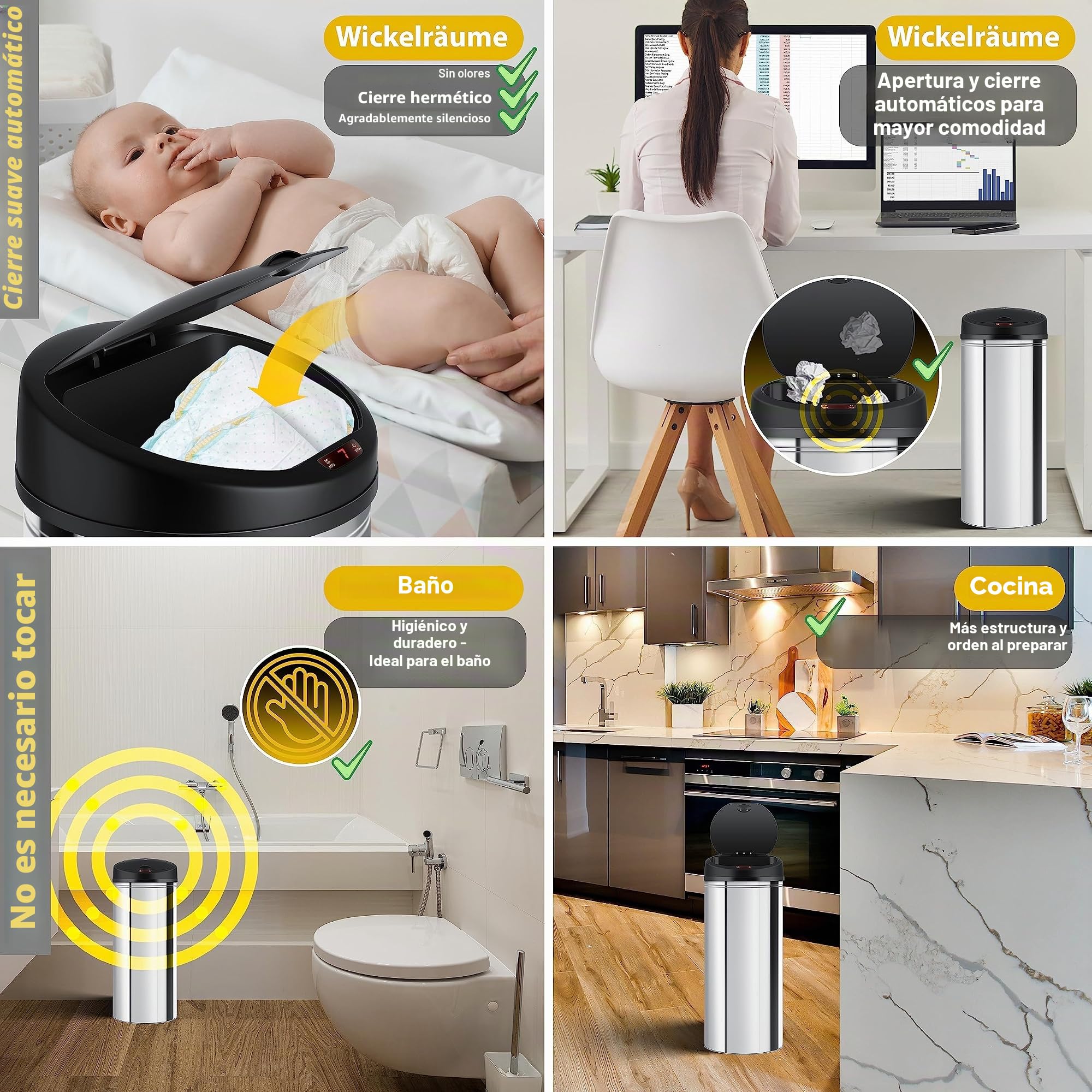 KESSER® Papelera con sensor automático Papelera de ACERO INOXIDABLE