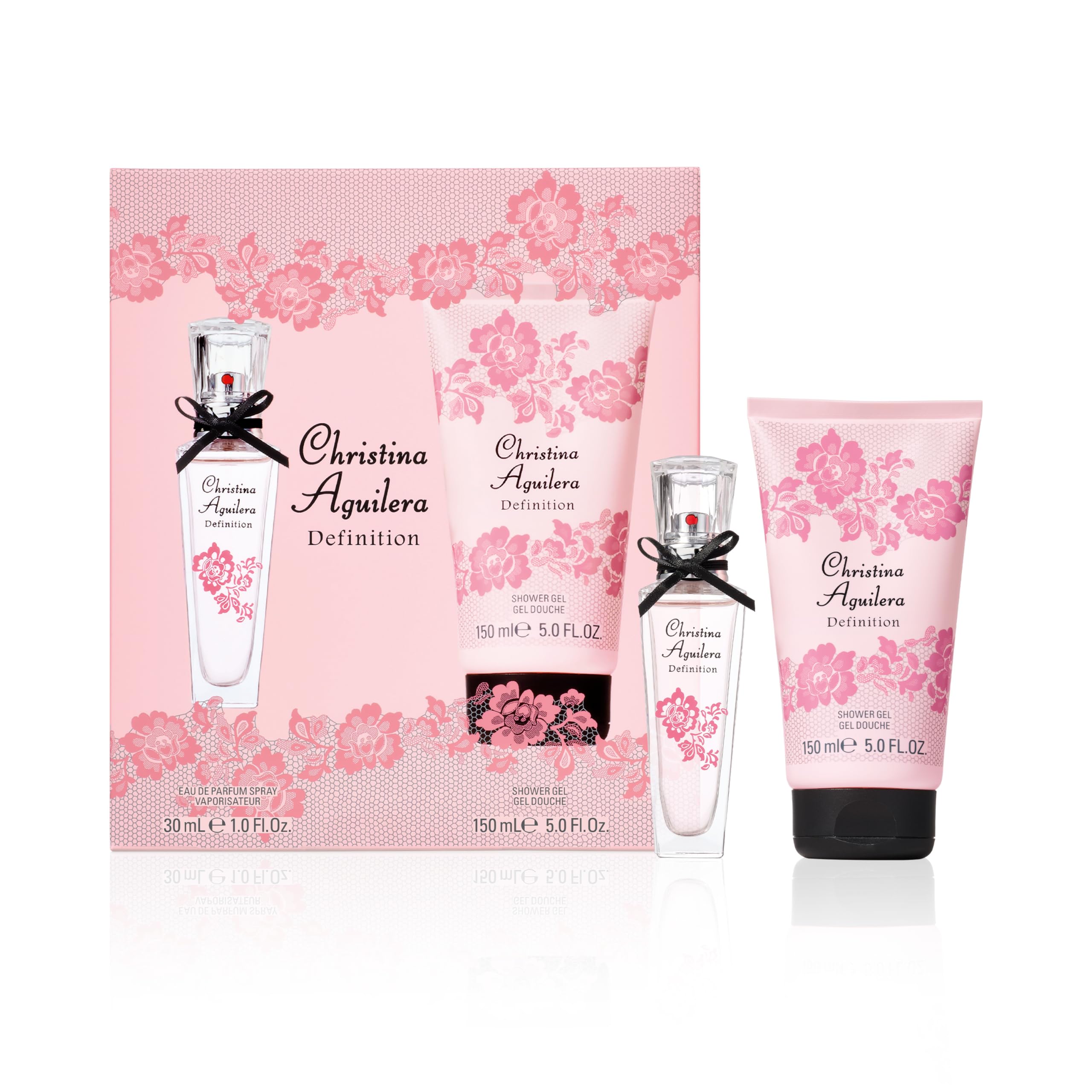 Christina Aguilera – Definition 2-teiliges Set, floraler Moschusduft, sizilianische Bergamotte, Italienische Mandarinen & Mountain Rose Apfel, feminin & lebhaftes 150 ml Duschgel + 30 ml Eau de Parfum