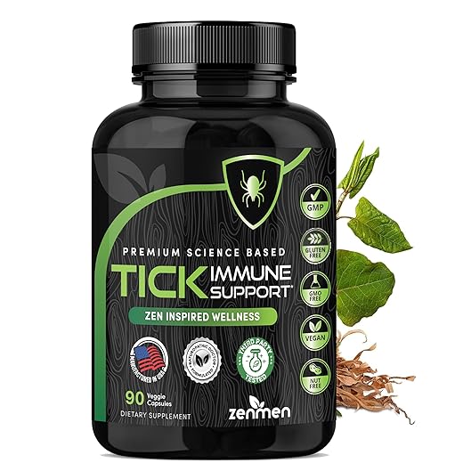 Tick Immune Support Supplement - Japanese Knotweed, Cat's Claw, Chinese Skullcap, Cryptolepis Sanguinolenta, Black Walnut, Black Pepper Extract, Sweet Wormwood Capsules - 120 Vegan Capsules