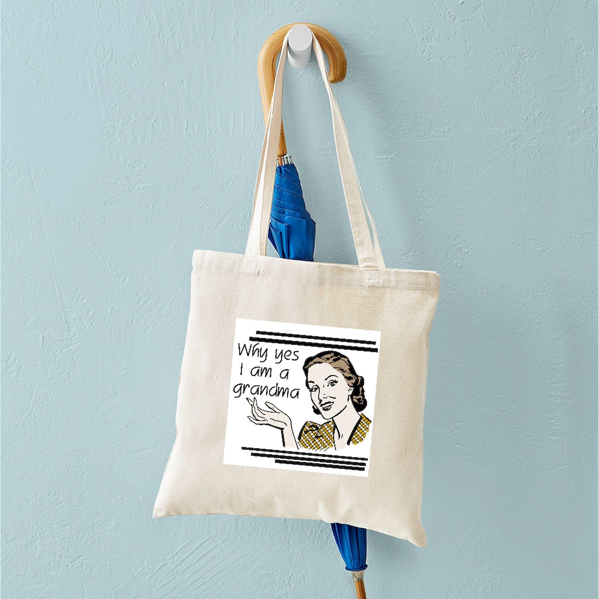 CafePress 'Proud Grandma' Natural Canvas Tote Bag – Reusable Shopping Bag, Two Sizes, Durable & Washable