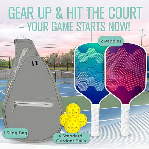 Miniatura 7 de Paleta de pickleball individual y juego  Palas ligeras aprobadas por USAPA, superficie de fibra de vidrio, núcleo de panal de abeja de 0.512 in,