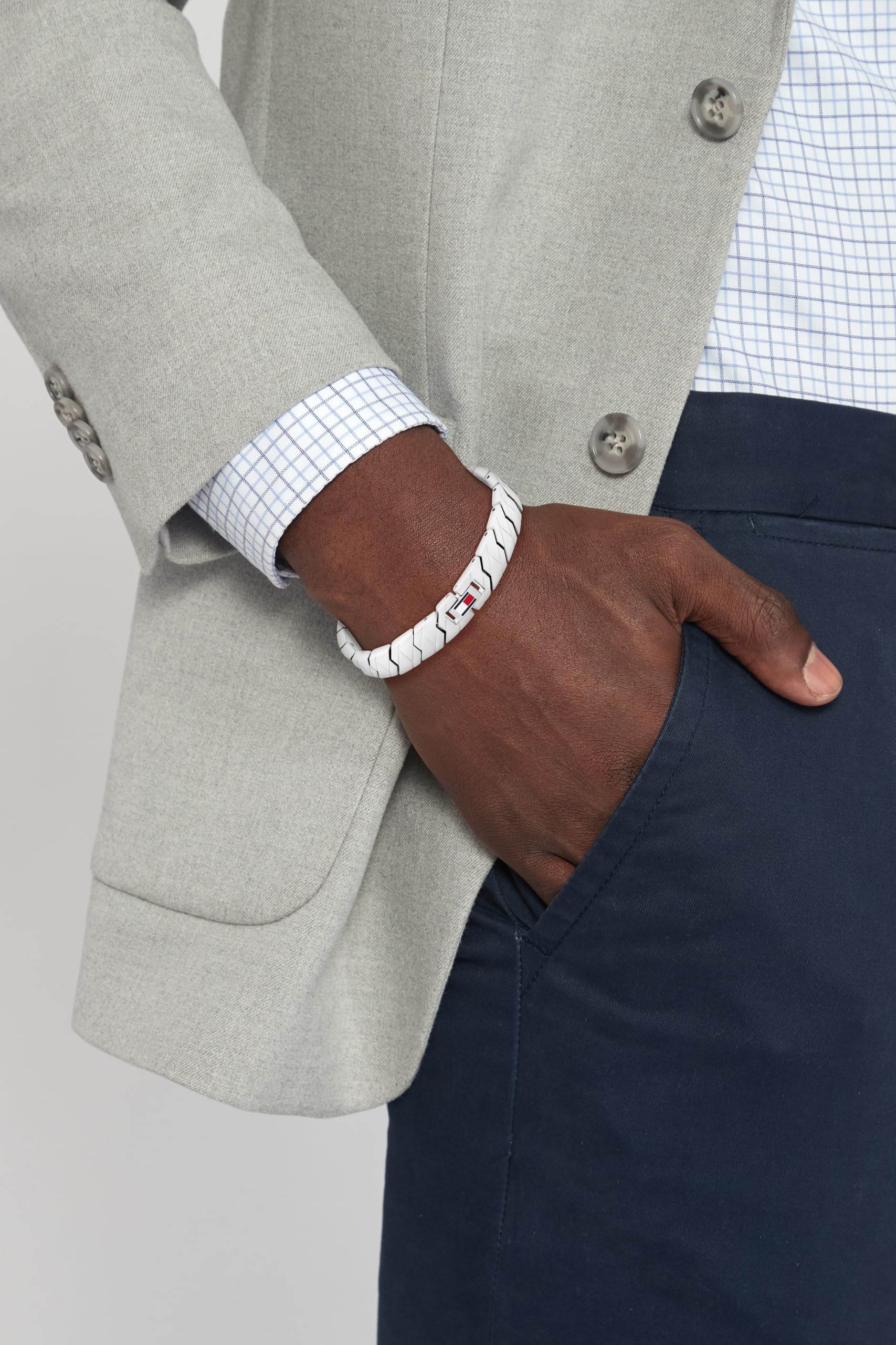 Tommy Hilfiger Biżuteria męska bransoletka ze stali nierdzewnej z kultową flagą Tommy Hilfiger – dostępna w kolorze srebrnym lub złotym, Jeden rozmiar, Stal nierdzewna, Bez kamieni szlachetnych