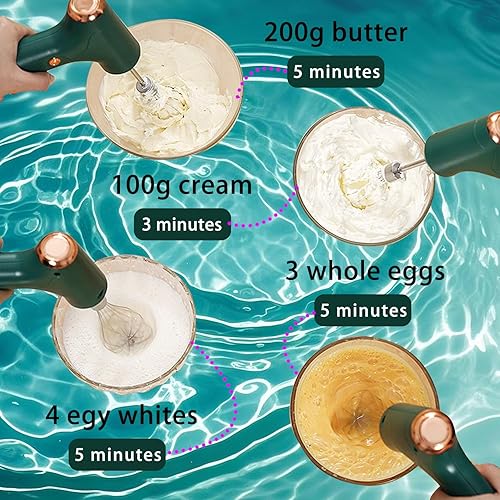 Miniatura 5 de Batidora de mano eléctrica mini turbo, batidora eléctrica de mano, batidora de mano inalámbrica, licuadora de cocina inalámbrica con 2 accesorios de