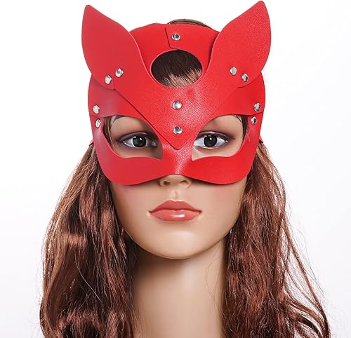 Miniatura 5 de Yookat Paquete de 3 máscaras de cuero para fiesta de máscaras, máscara de piel de zorro, máscara de mascarada para mascarada, cosplay, fiesta de