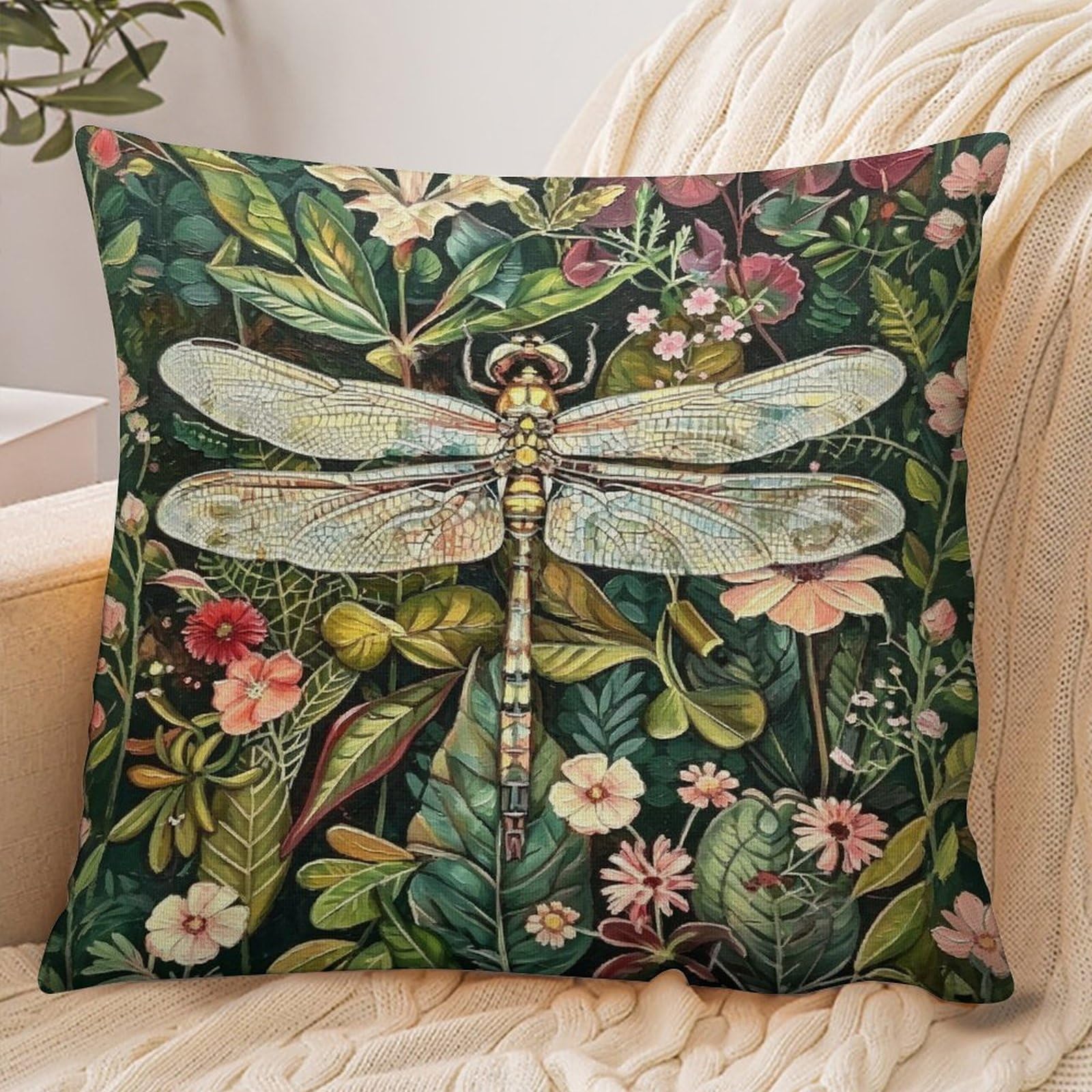 Fekiloot Style Dragonfly Paint Pillowcase Pillow Sham Pillow Case