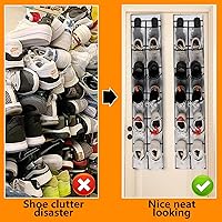 Vista 6 de MSLOVE Narrow Over The Door Shoe Organizer, 12 Large Mesh Pockets Hanging Shoe Organizer for Closet Organizers and Storage, White, 2 Pack