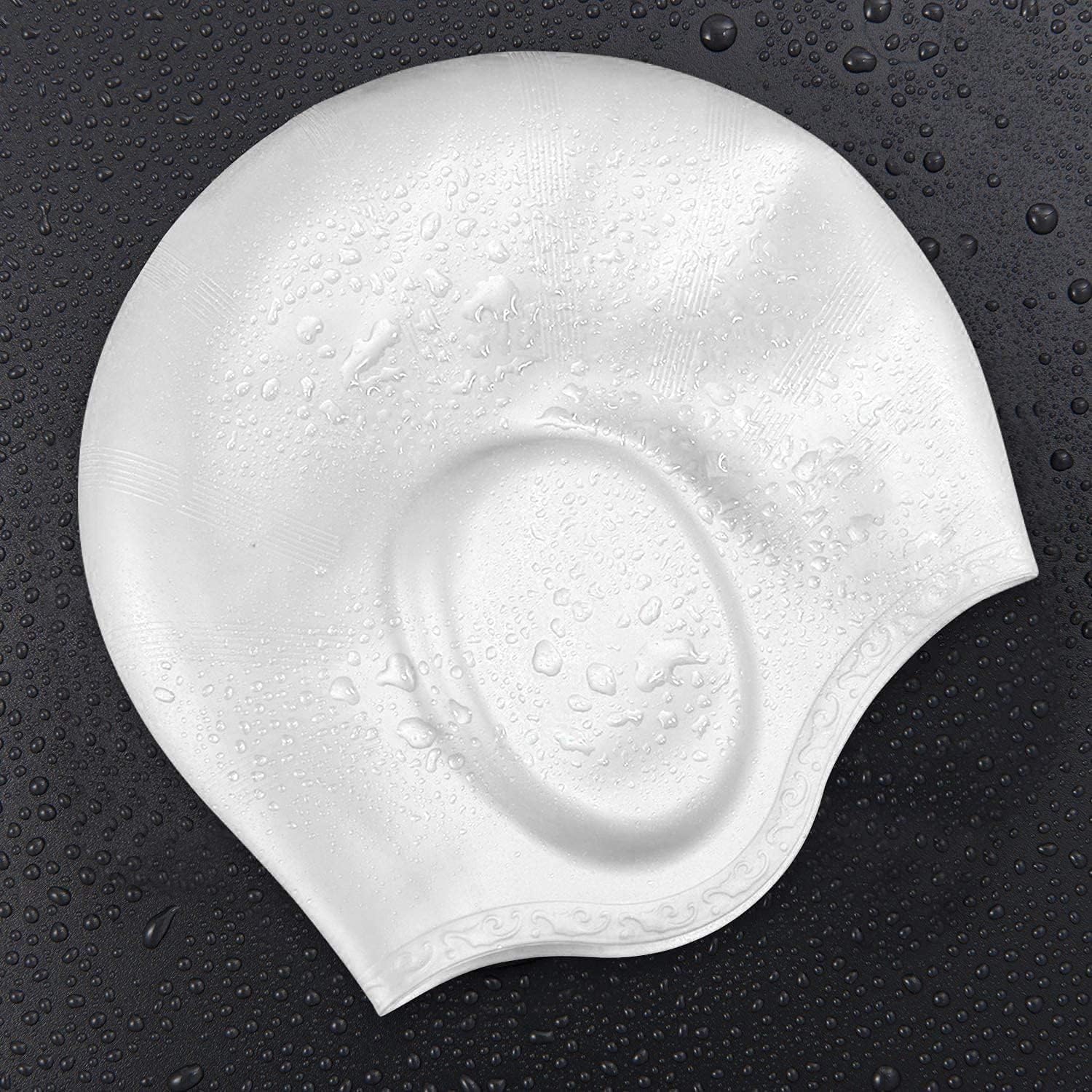 eErlik Swimming Cap Latest Designed Long Hair Swim Cap, Waterproof Silicone Swimming Cap for Adult Woman and Men, Keeps Hair Clean with Ear Protector (White) (B0D33KX2M4) Amazon Price History, Amazon Price Tracker