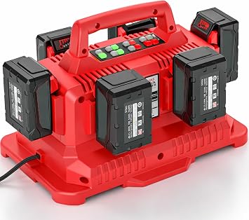 2026 Upgraded 6 Ports Simultaneous Rapid Charger Station Replacement for Milwaukee 18V Battery Charger 48-59-1806 48-59-1815, Compatible with Milwaukee 18 Volt Battery