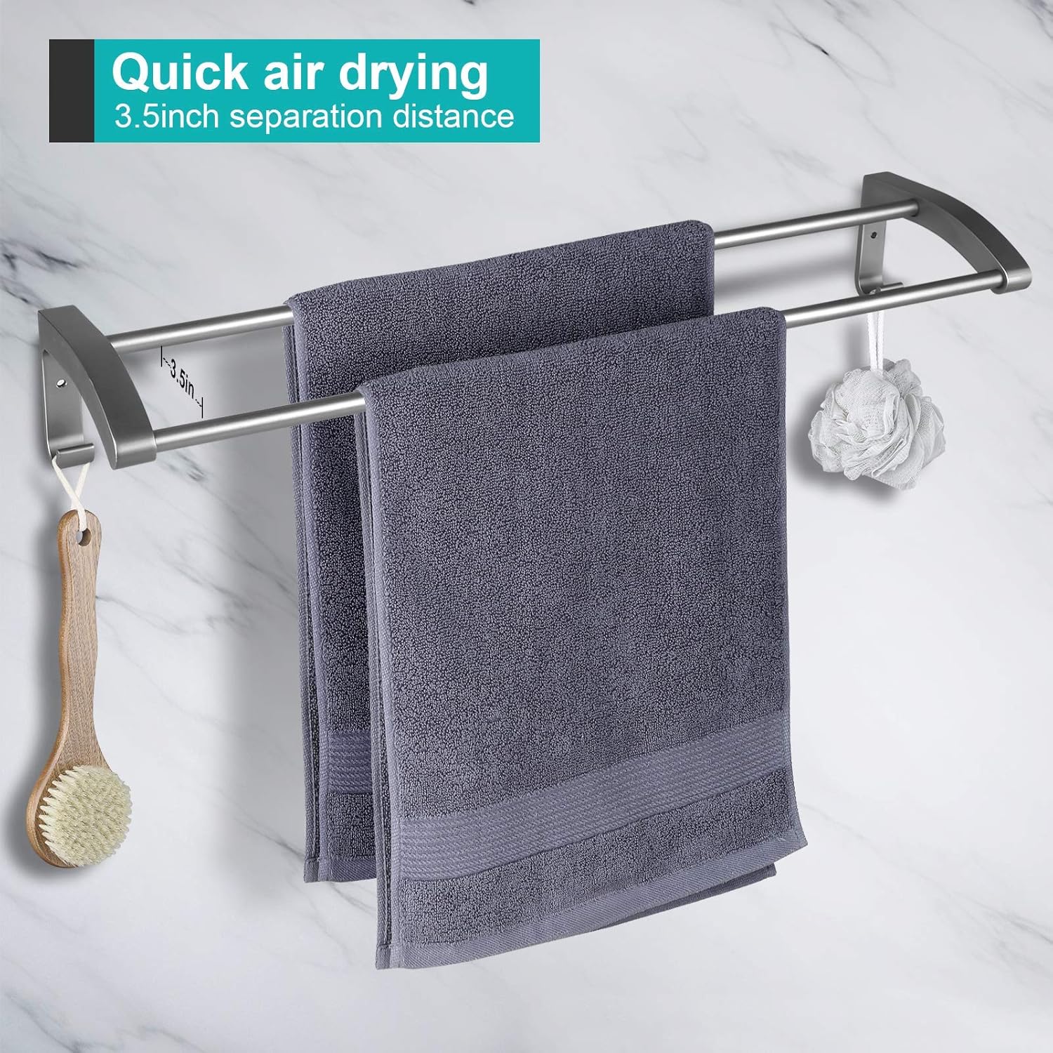 🔥 Cаѕhbасk uр tо 70% Bathroom Hardware Accessories Set-Towel Rack Set Include Bathroom Shelf with Towel Rack+ Towel Hooks +Double Towel Bar+ Corner Shelf, Bathroom Bar Set (Iron Gray)