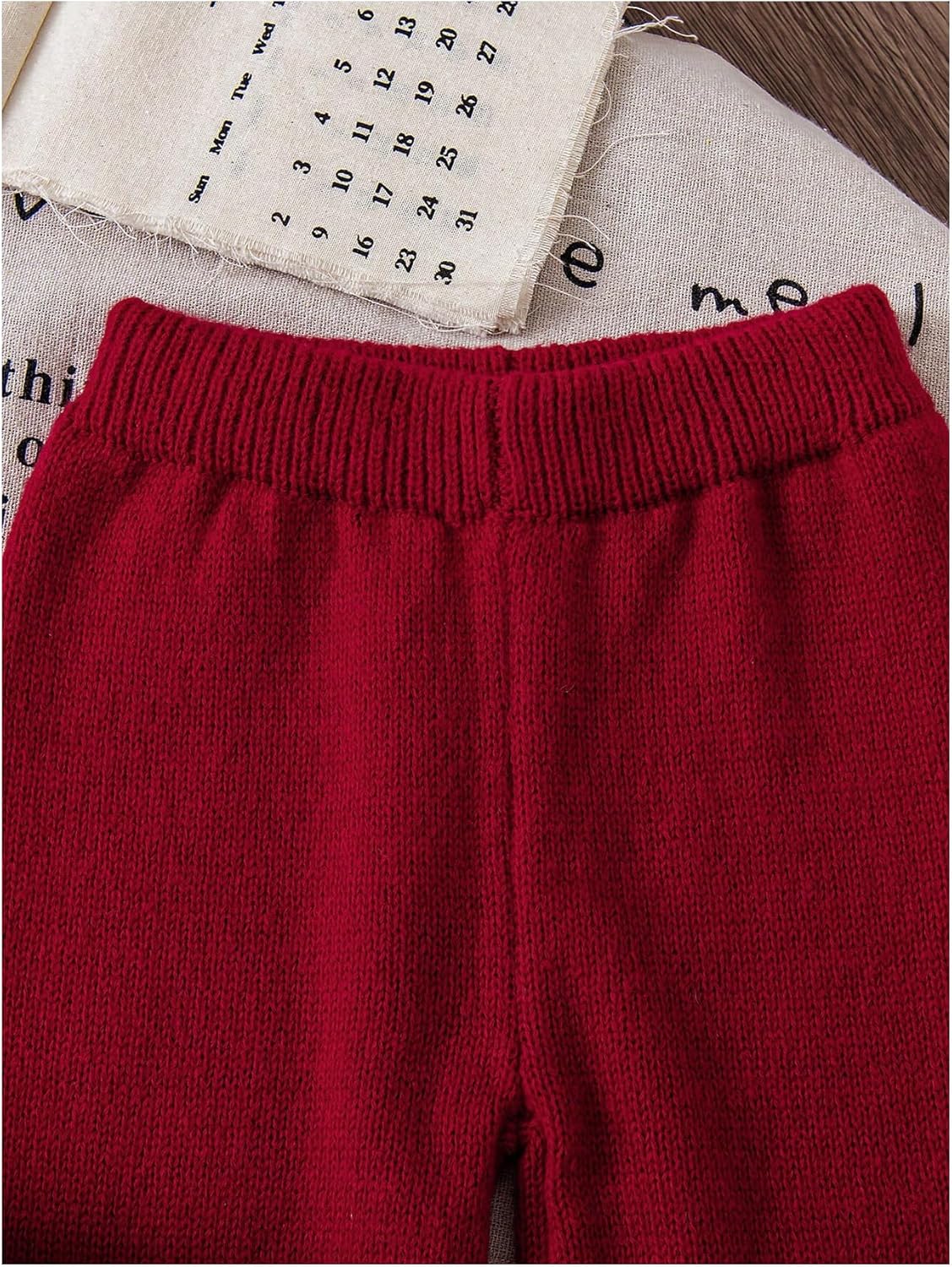 Verdusa Girl's 2 Piece Cozy Sweater Set Cute 3D Bow Heart Print Pullover Knit Tops with Pants Comfy Sets - Image 4