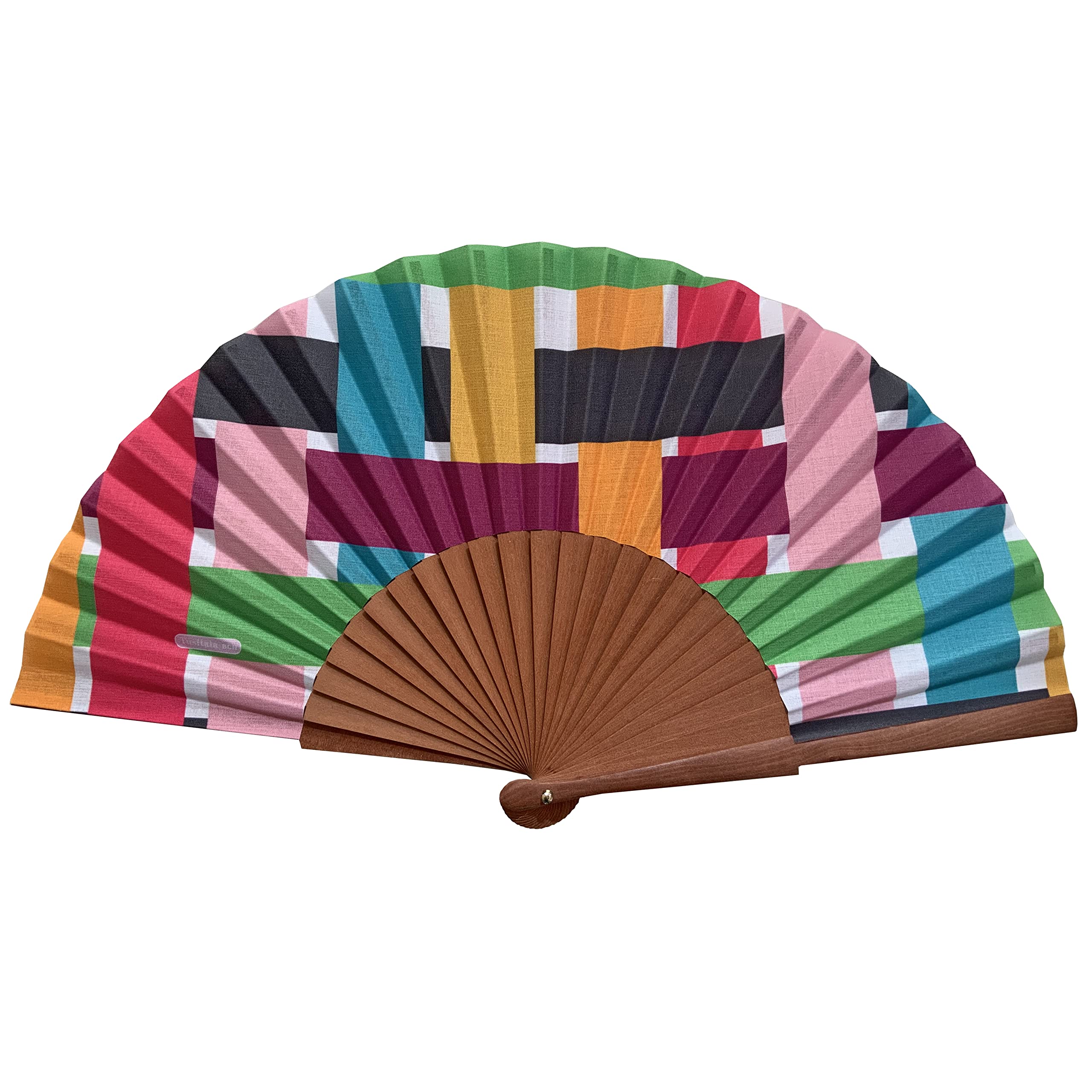 Spanischer Handfächer Celosía 23 cm Holz Baumwolle Jute-Hülle Handgefertigt Spanien