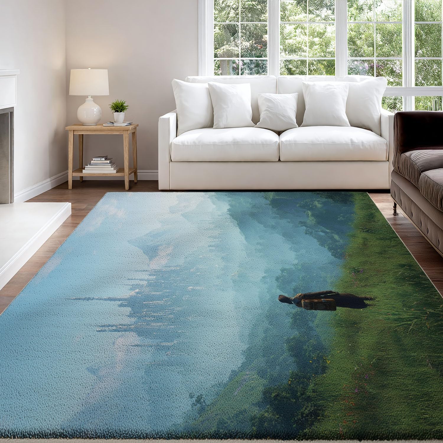 Générique Realistyczny botaniczny miękki dywan niebo przygoda drukowany dywan górski odkrywca mgiełka zmywalna antypoślizgowa mata do salonu sypialni, biura 80 x 150 cm