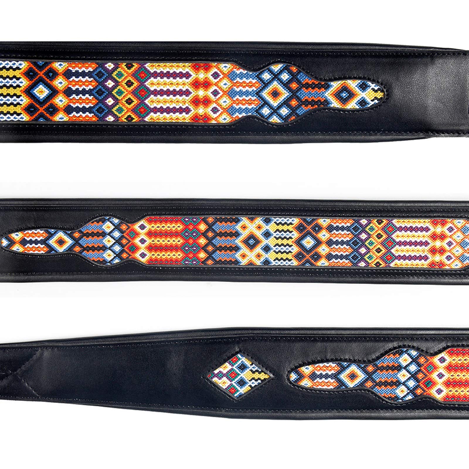 BOSUGE, regulowany pasek do gitary Pasek do gitary z haftowanym wzorem Pasek do gitary basowej Bakelit do basu, gitary (kolor: czarny, rozmiar: 133-140 cm)