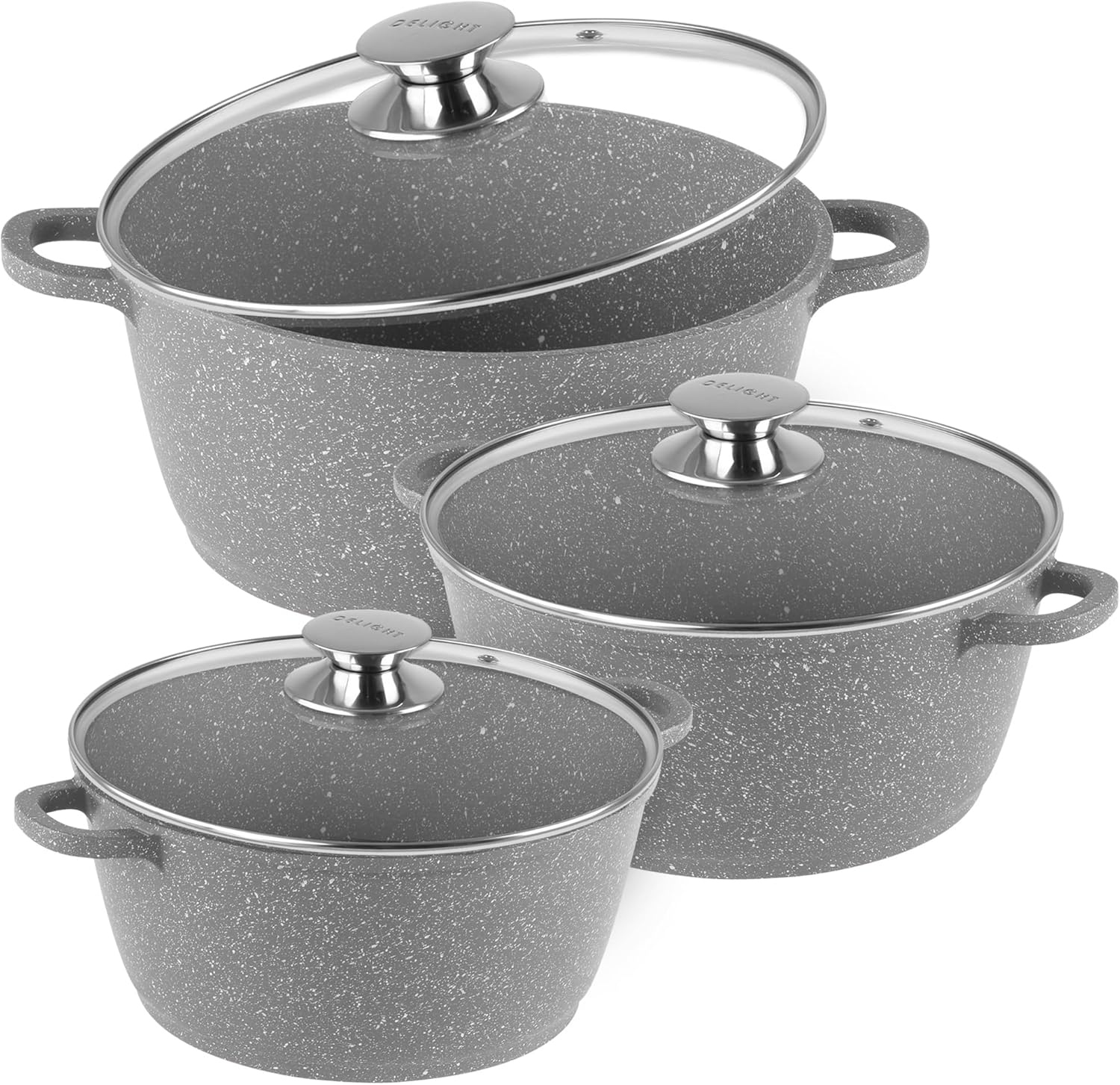 ZENQA Casserole Dishes Pot with lid Induction Hob Pan Set Non Stick