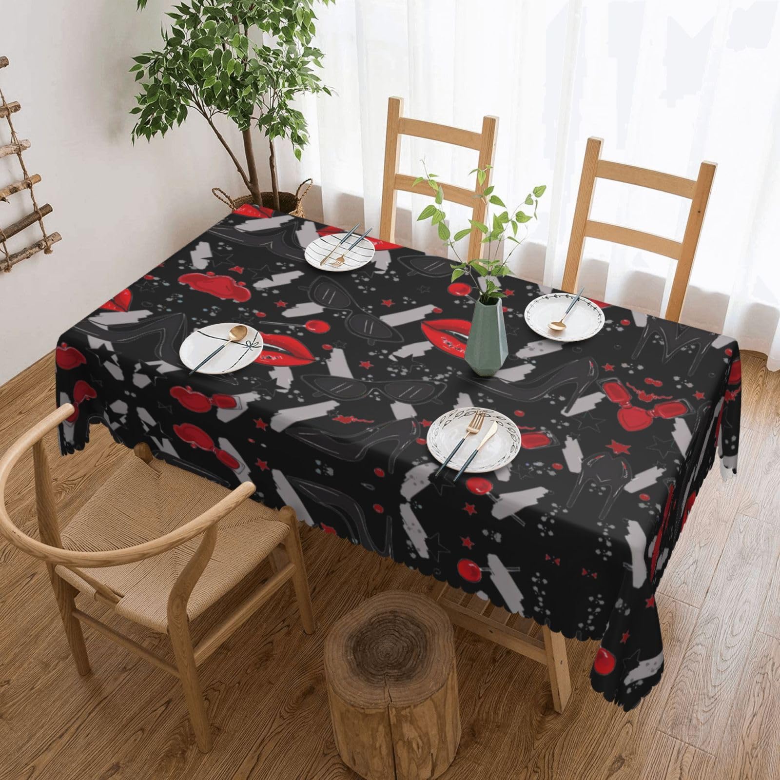MROWYC Lips high heels Printed tablecloths are suitable for hotels, picnics, and parties, and can effectively protect the tabletop