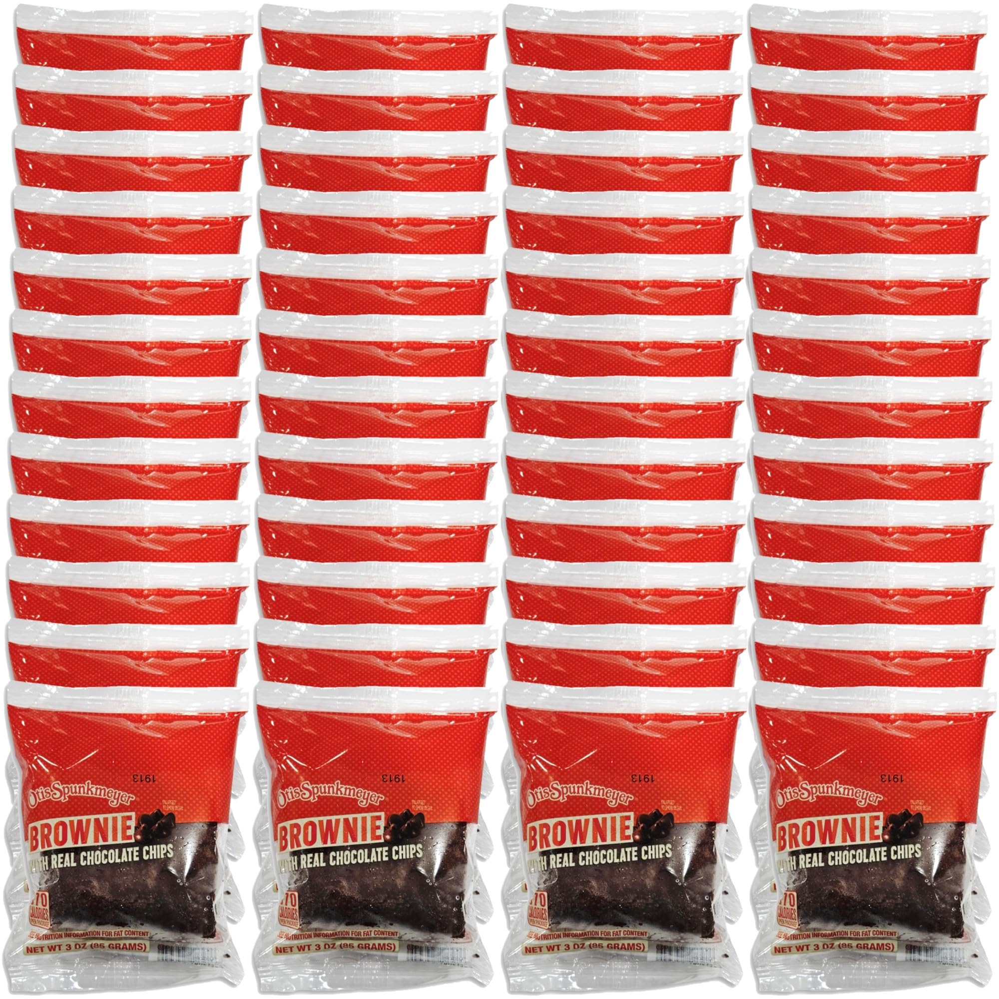 Fudgy Brownies with Real Chocolate Chips | Individually Wrapped Bulk Snacks | 3 oz by Otis Spunkmeyer – 3 Ounce (Pack of 48), Pack of 48