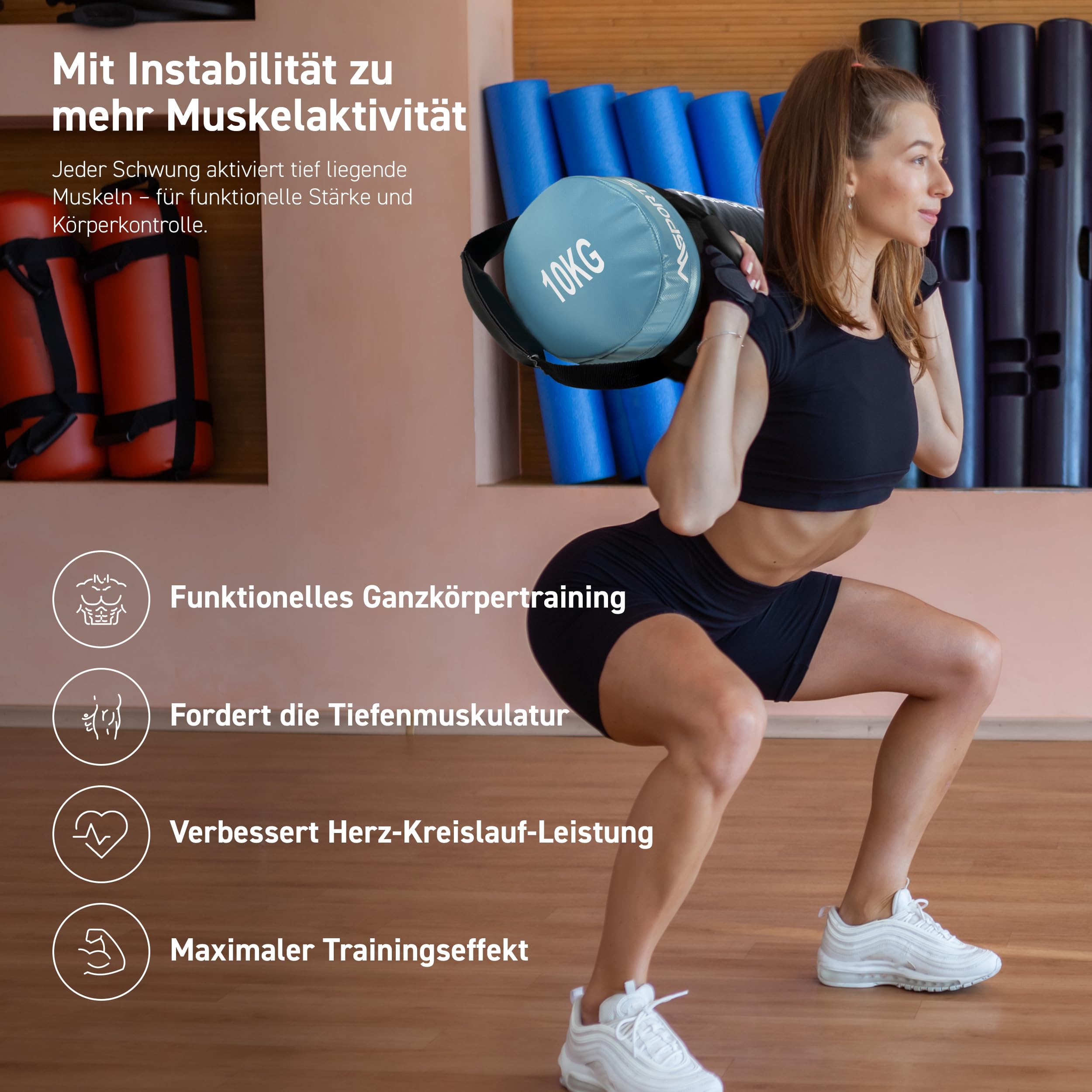 MSPORTS Power Bag Premium Sac de fitness 5-30 kg - Sac de sable pour sac de poids fonctionnel
