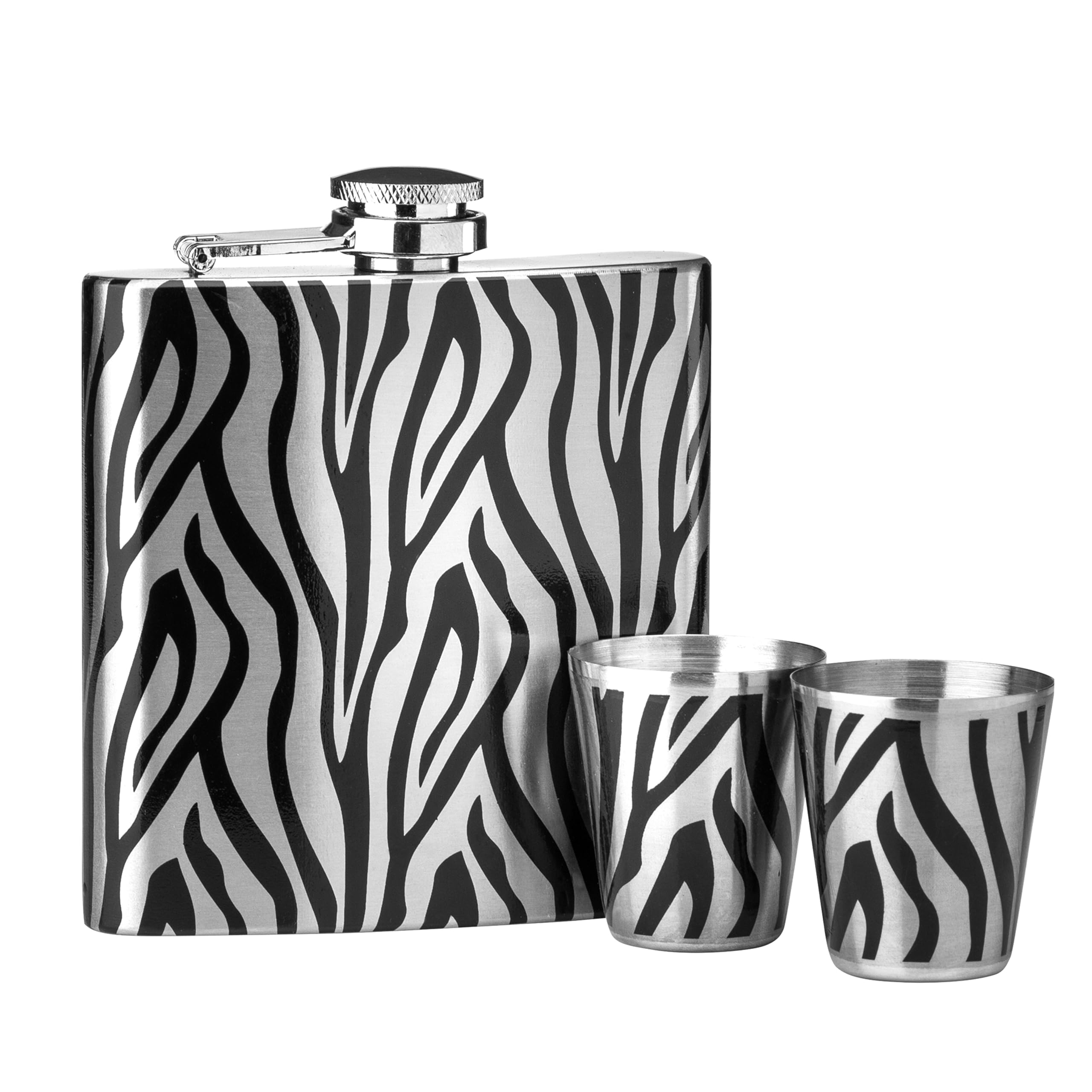 Auden Zebra  Hip Flask and Shot Glasses Set - Assorted