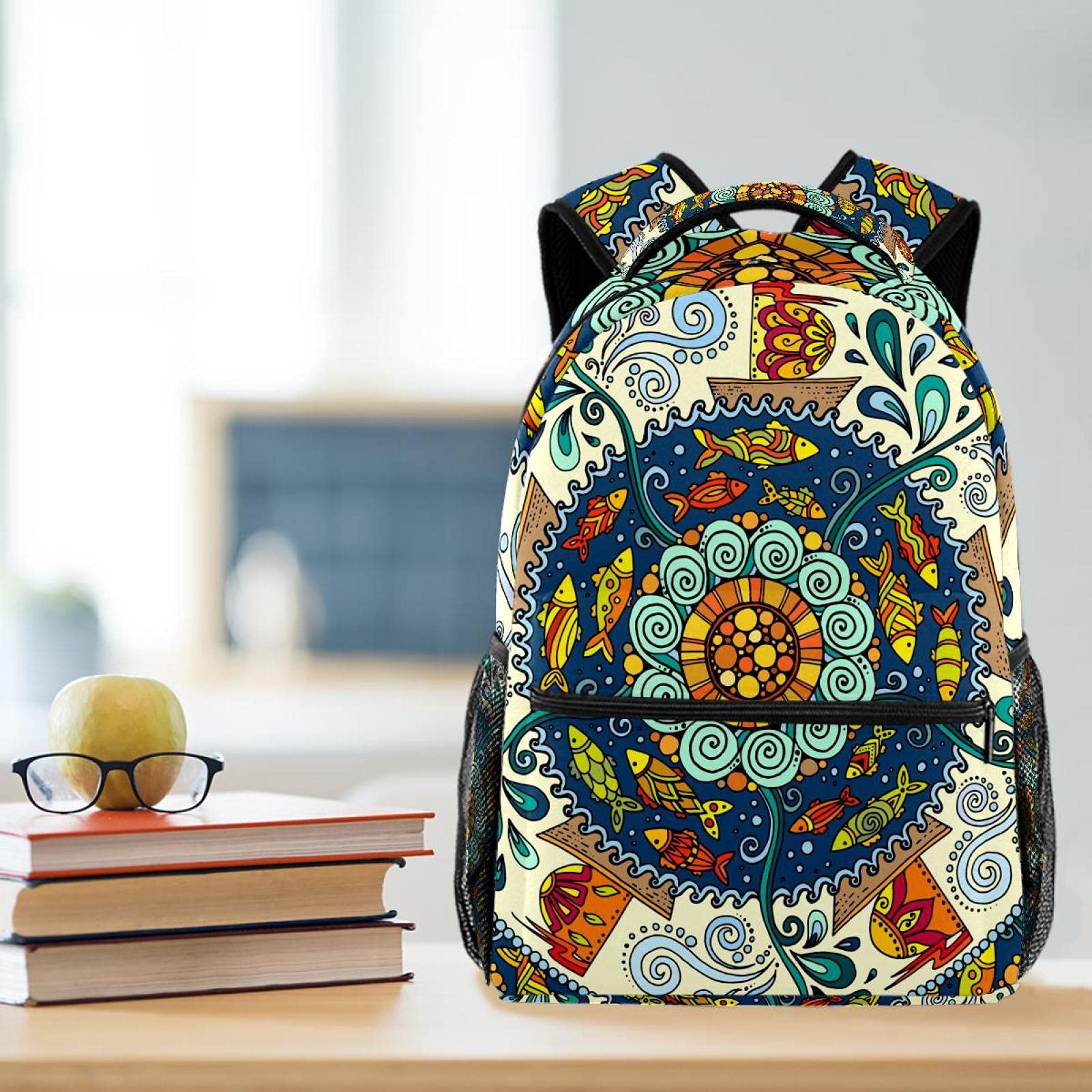 Laptop-Rucksack, Motiv: Angel Unicorn Star Night Navy Hintergrund University Laptop Rucksack Reisetasche Große Kapazität & Verstellbarer Gurt, Mehrfarbig 10,