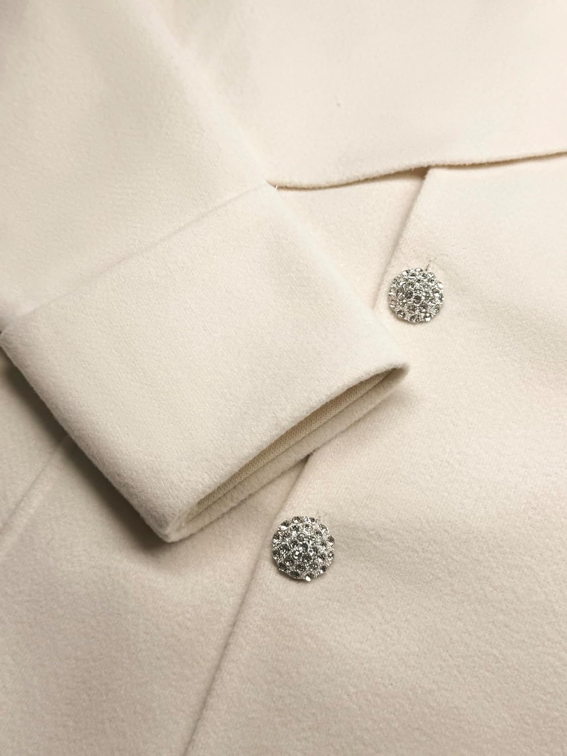 XNC Women's Fitted Crewneck Long Sleeve White Plain Front Button Pullover Coat 2025 Spring Winter Fashion Inelastic Outfits - Image 2