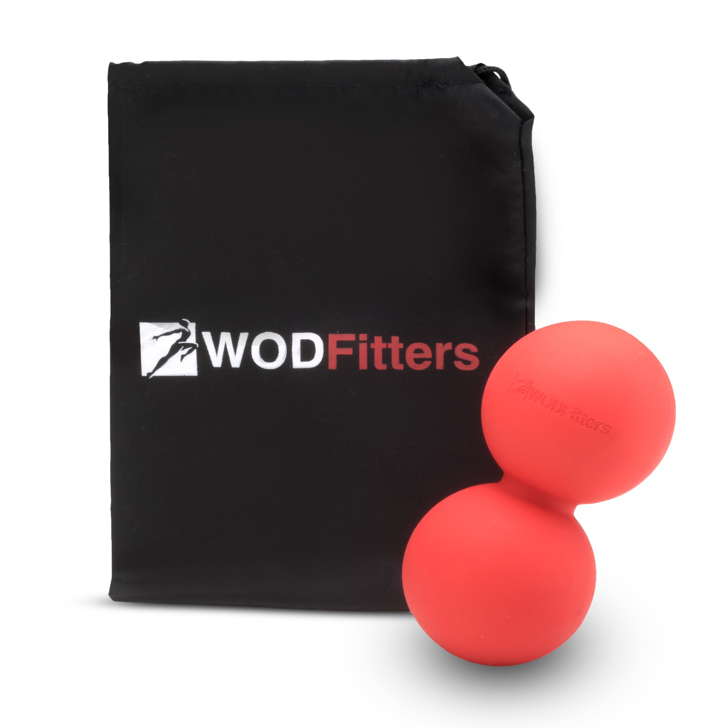 WODFitters Double Lacrosse Ball Peanut Massage Ball for Thoracic Spine - Foam Roller Ball with Carrying Case Stocking Stuffer (Red)
