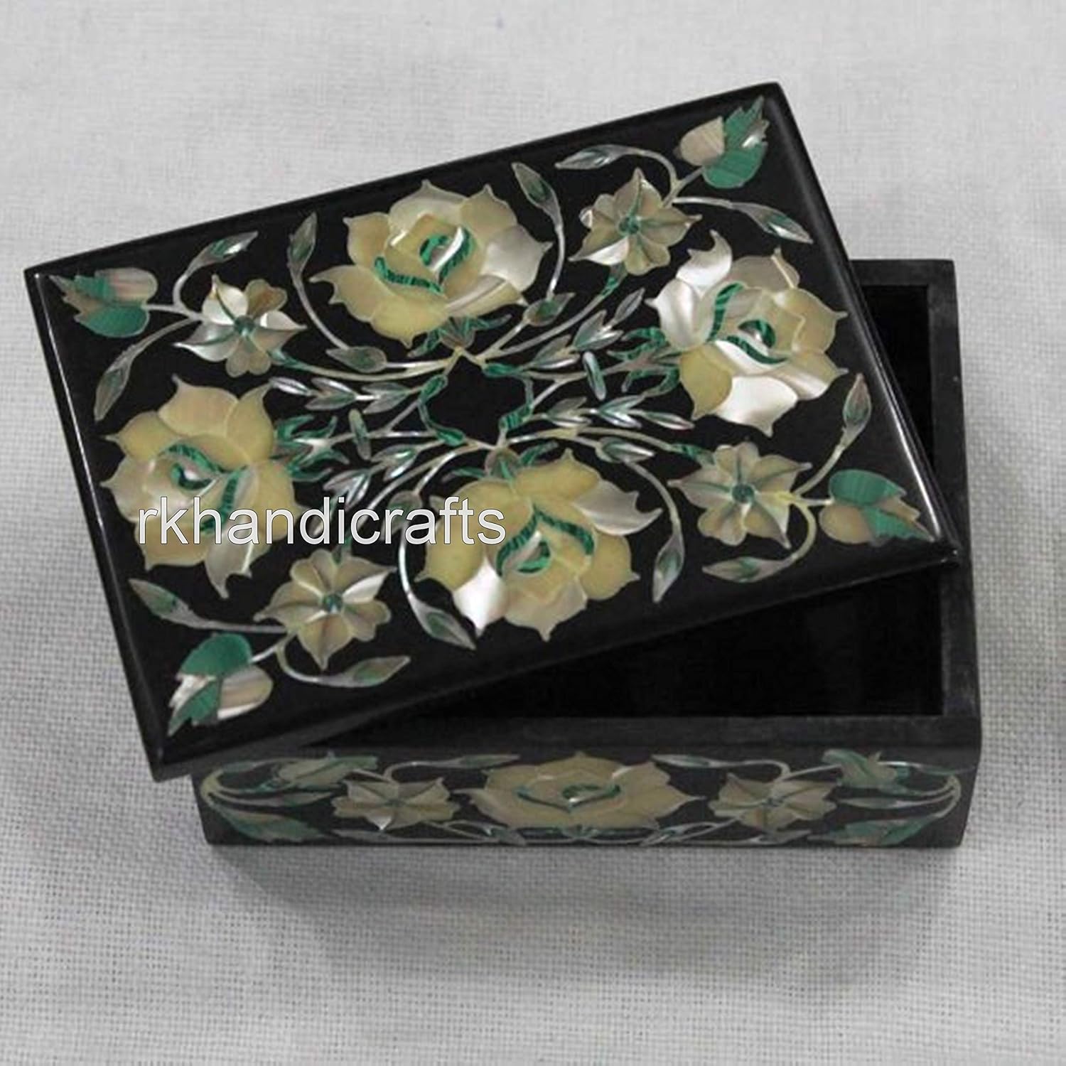 rkhandicrafts Black Rectangle Jewelry Box Ring Box Multi Use Box Mother